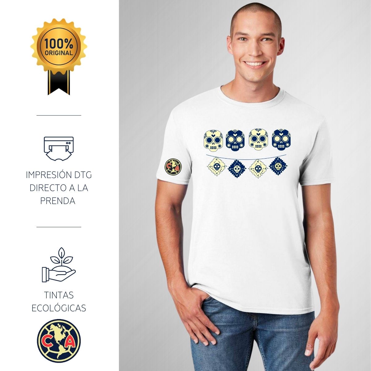 Playera Día de Muertos Hombre América Calavera