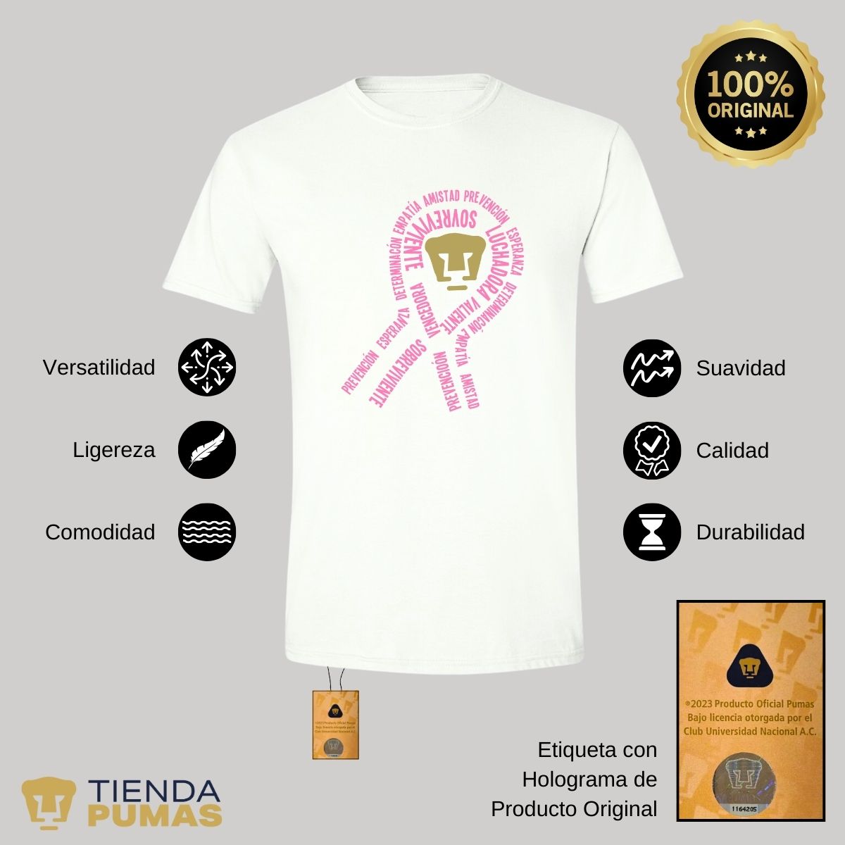 Playera Rosa Deportiva Hombre Cáncer Mama Pumas UNAM