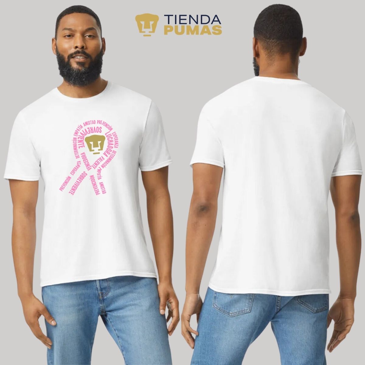 Playera Rosa Deportiva Hombre Cáncer Mama Pumas UNAM