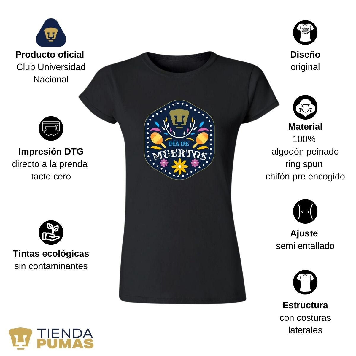 Playera Día de Muertos Mujer Pumas UNAM