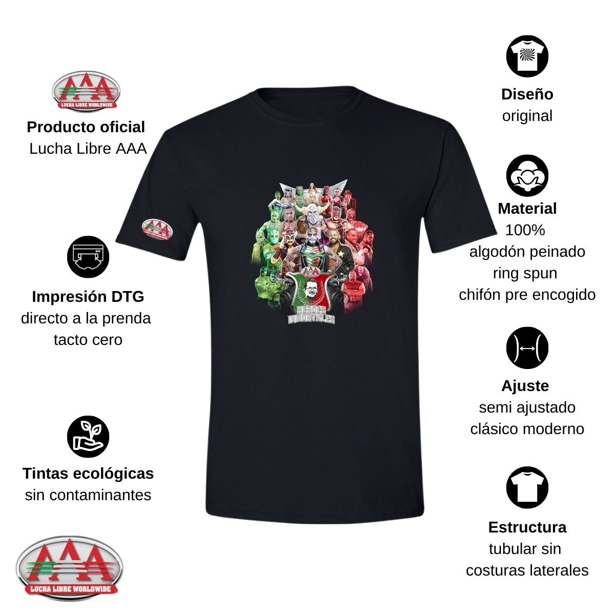 Playera Deportiva Hombre Lucha Libre AAA Héroes Inmortales