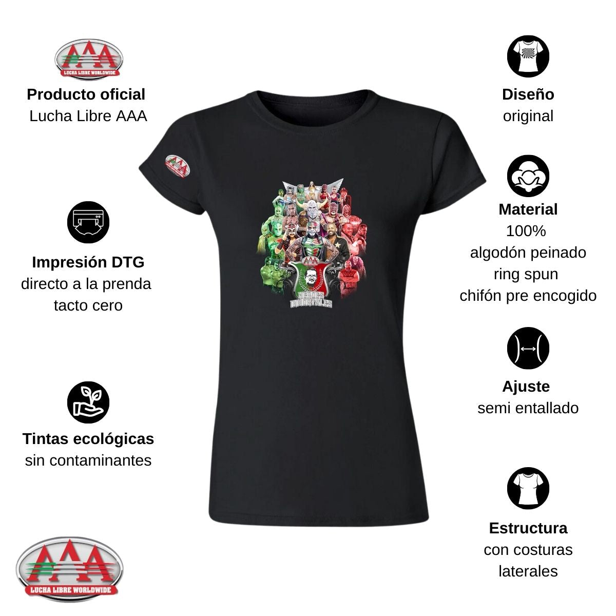 Playera Mujer Lucha Libre AAA Héroes Inmortales