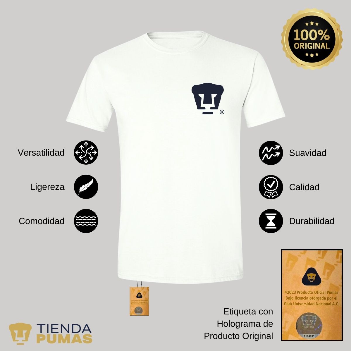 Playera Hombre Pumas UNAM Logo Azul