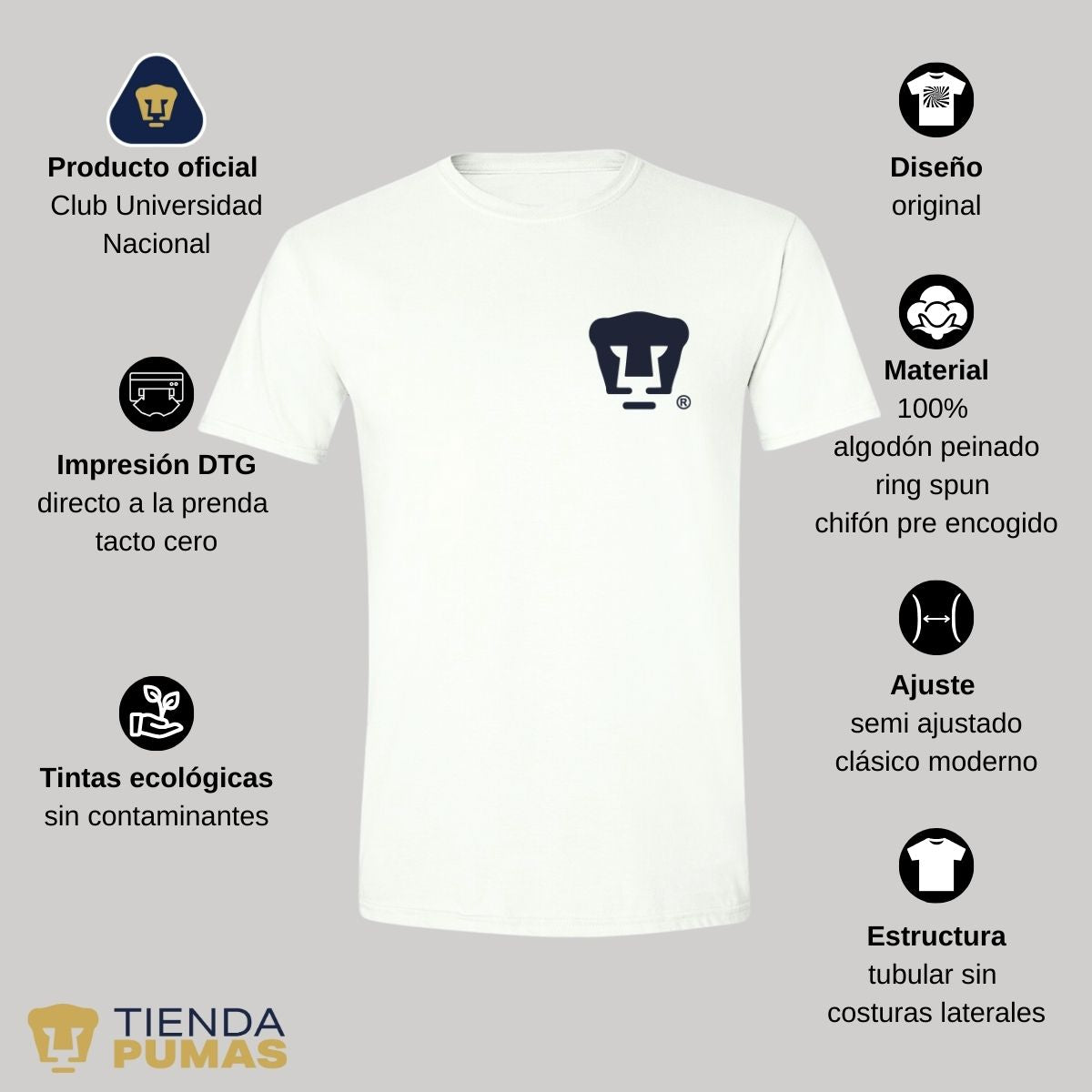 Playera Hombre Pumas UNAM Logo Azul