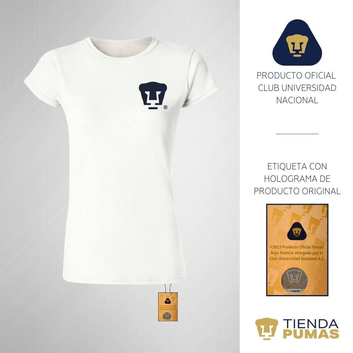 Playera Mujer Pumas UNAM Logo Azul