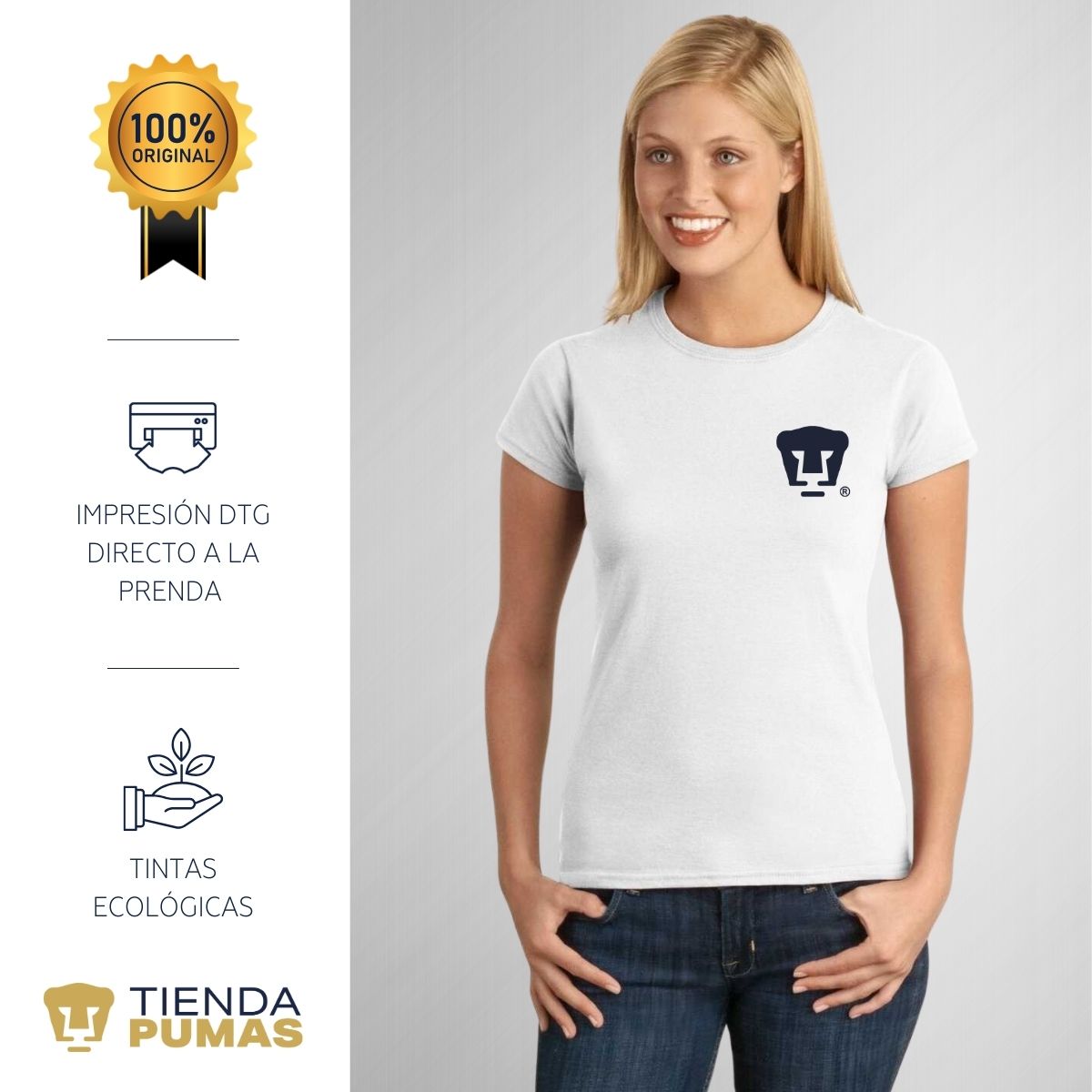 Playera Mujer Pumas UNAM Logo Azul