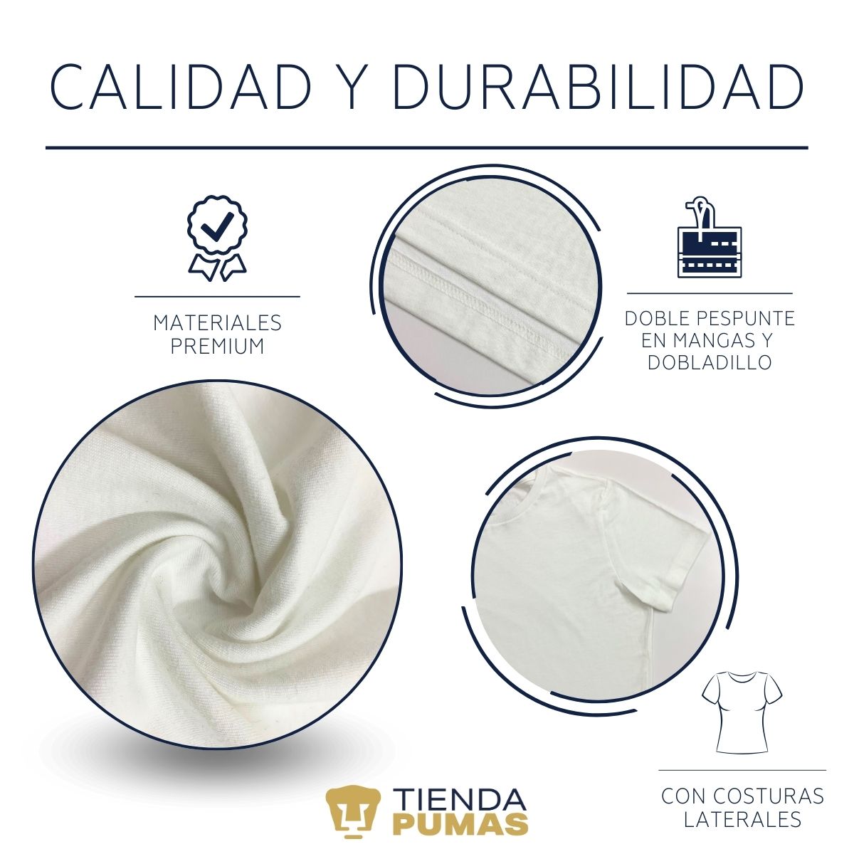 Playera Mujer Pumas UNAM Logo Azul