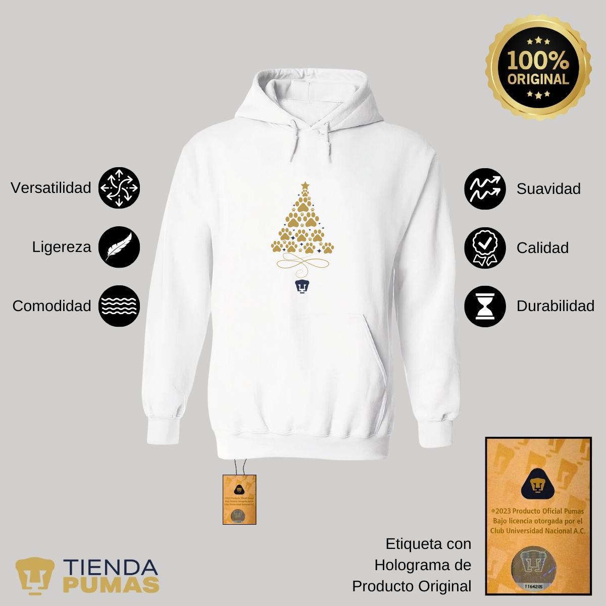 Sudadera Hombre Hoodie  Pumas UNAM Árbol Navidad