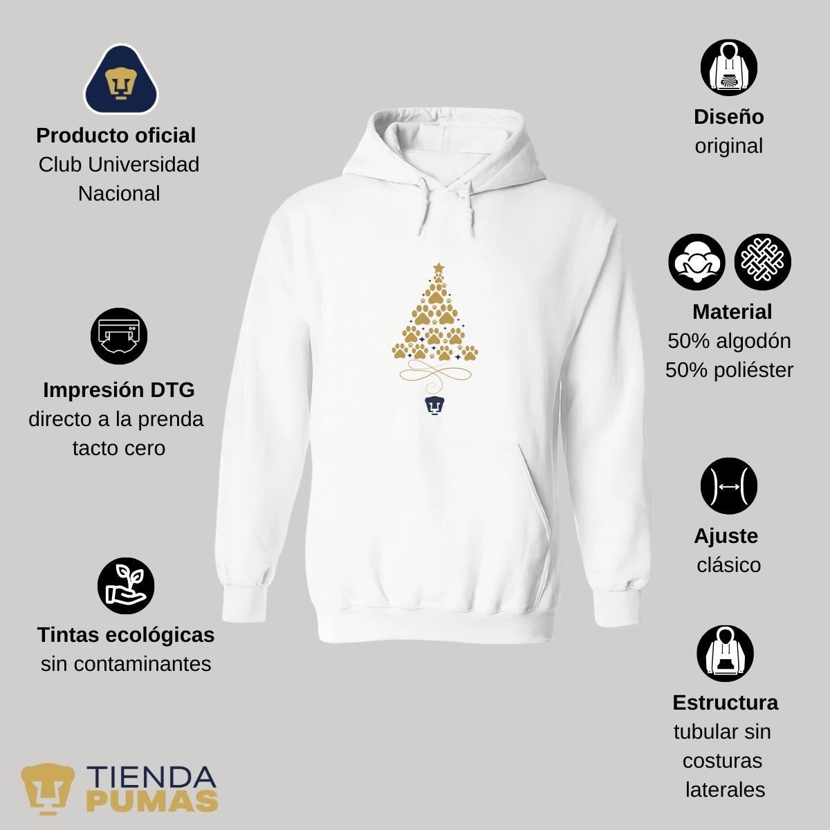 Sudadera Hombre Hoodie  Pumas UNAM Árbol Navidad