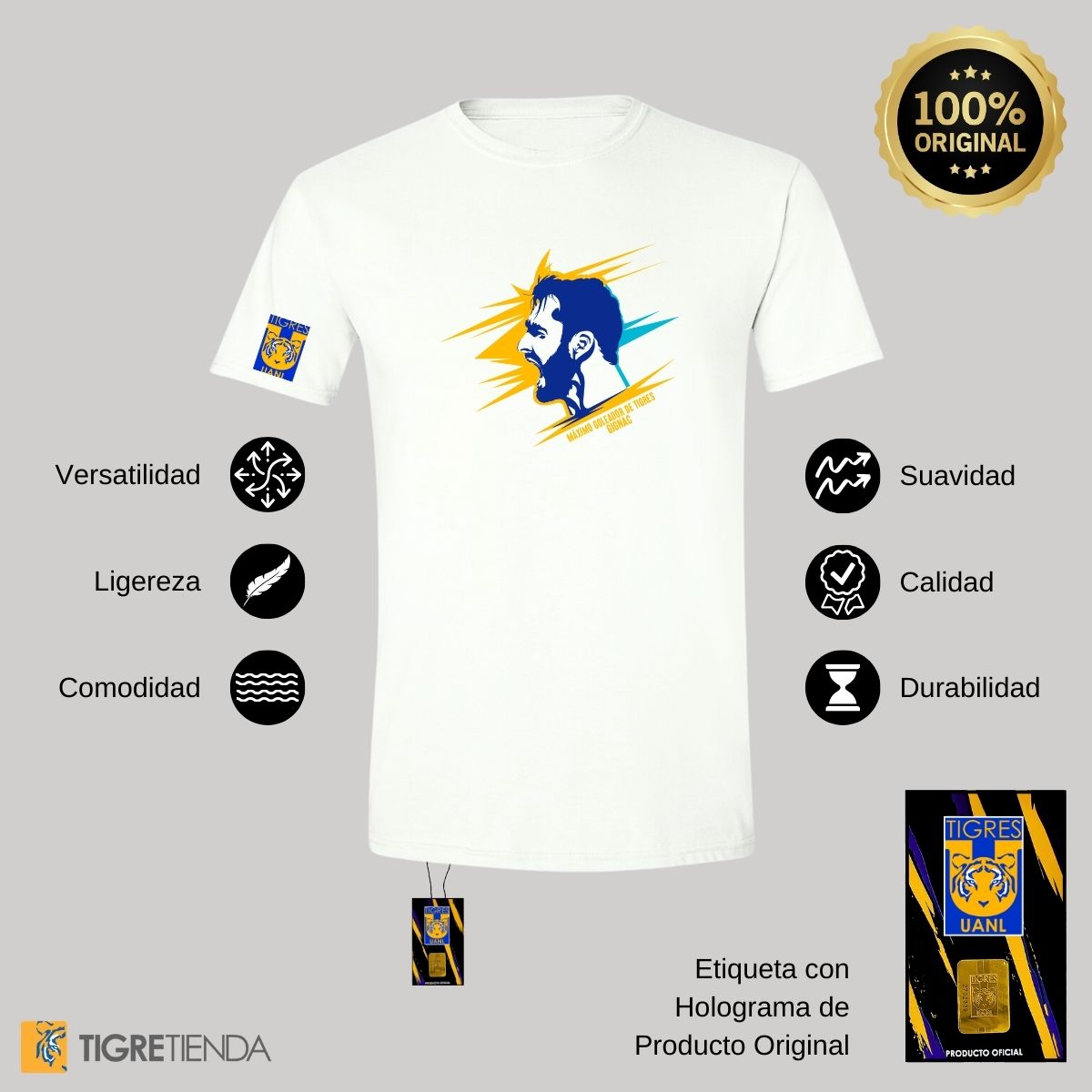 Playera Hombre Tigres UANL Gignac Goleador