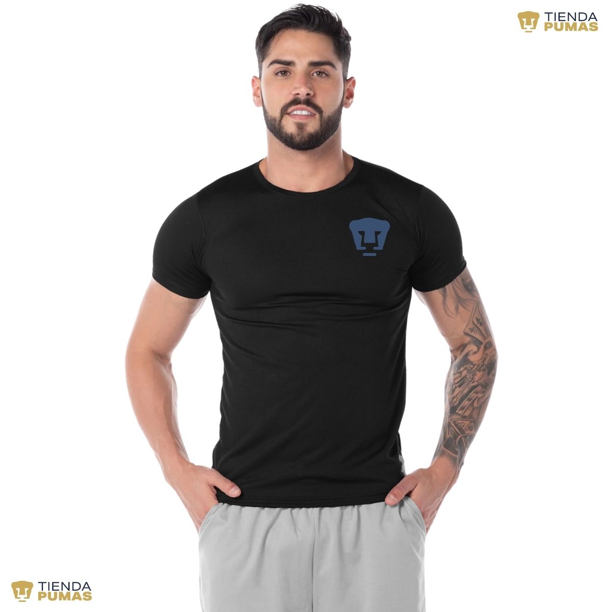 Playera transpirable Hombre Pumas UNAM Logo Azul Vinil