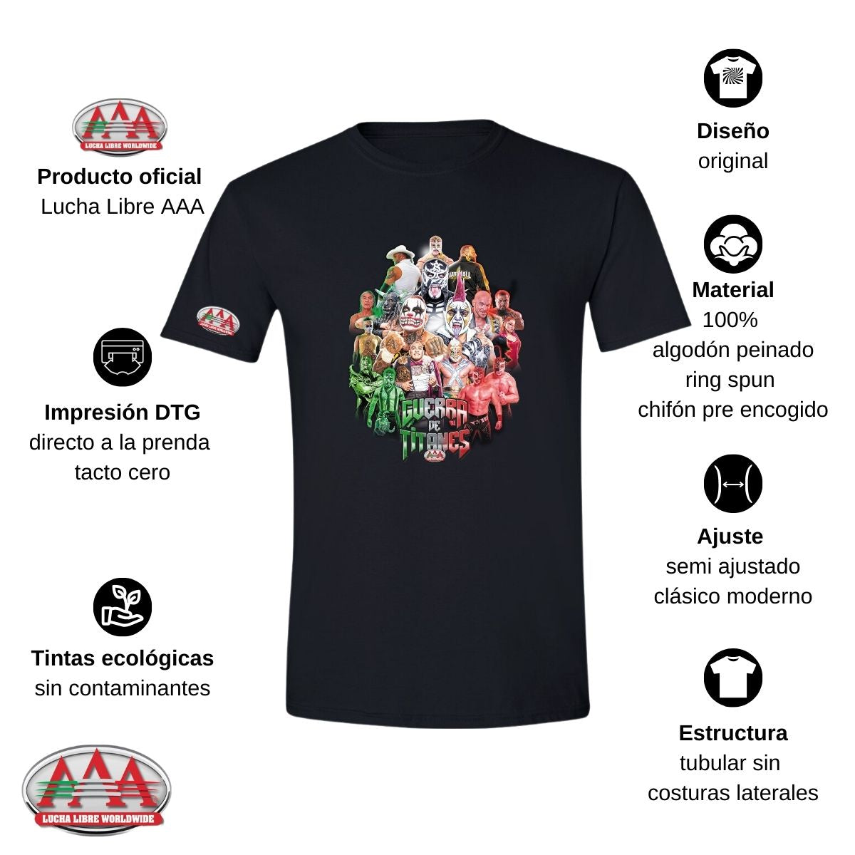 Playera Deportiva Hombre Lucha Libre AAA Guerra De Titanes