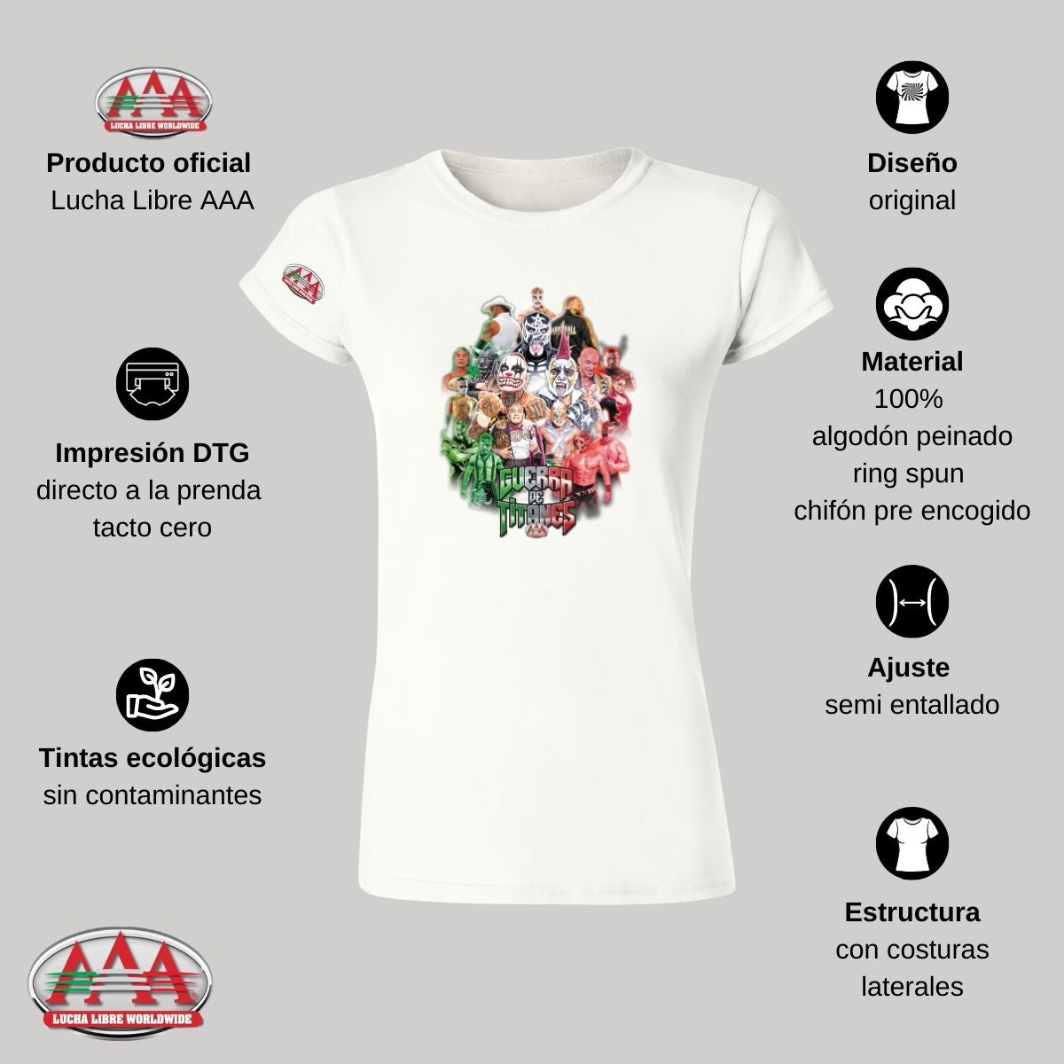 Playera Mujer Lucha Libre AAA Guerra De Titanes