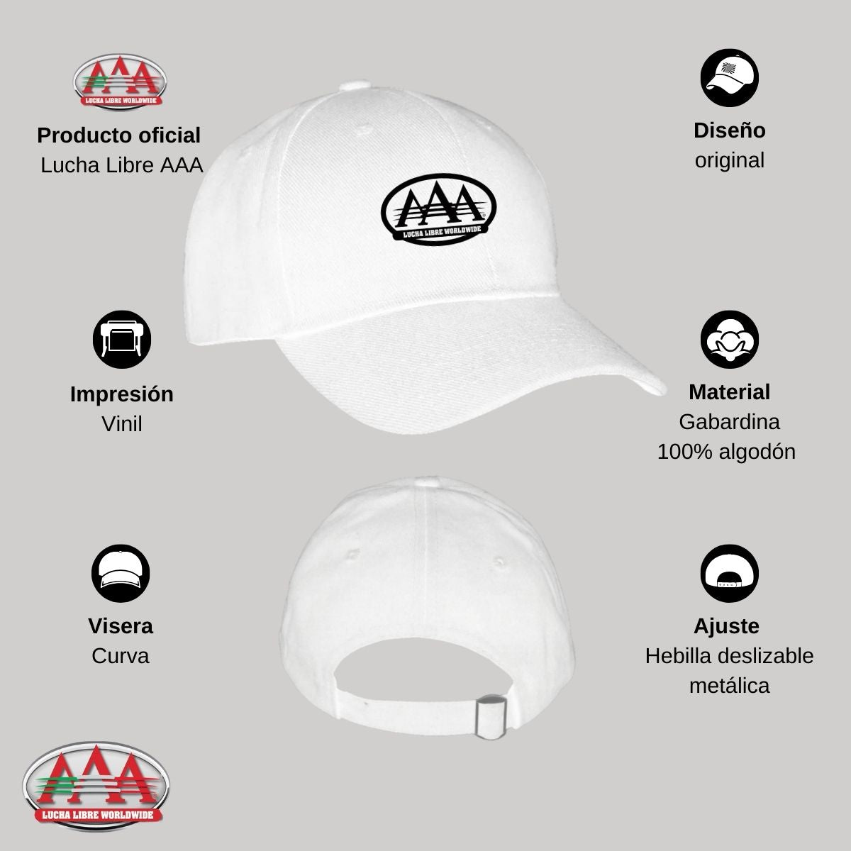 Gorra Ajustable Unisex Lucha Libre AAA Estilo AAA