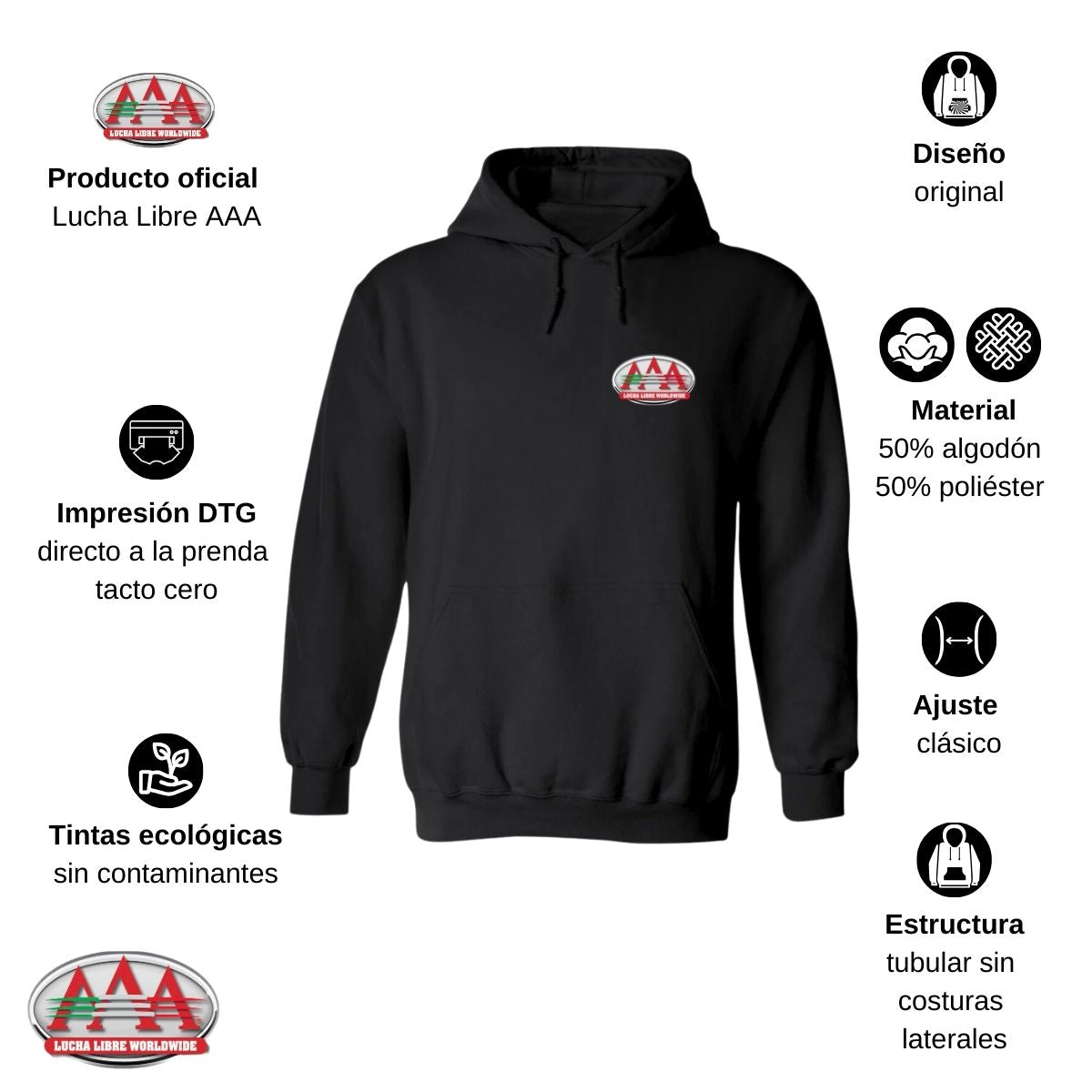 Sudadera para Hombre Hoodie Día de Muertos Lucha Libre AAA