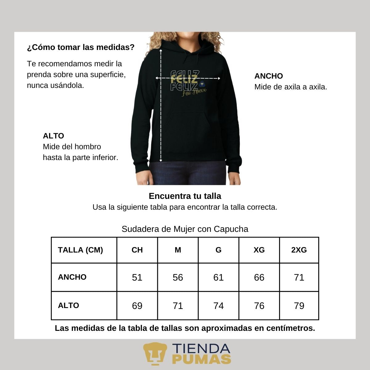 Sudadera Para Mujer Hoodie Pumas UNAM Nuevo Año