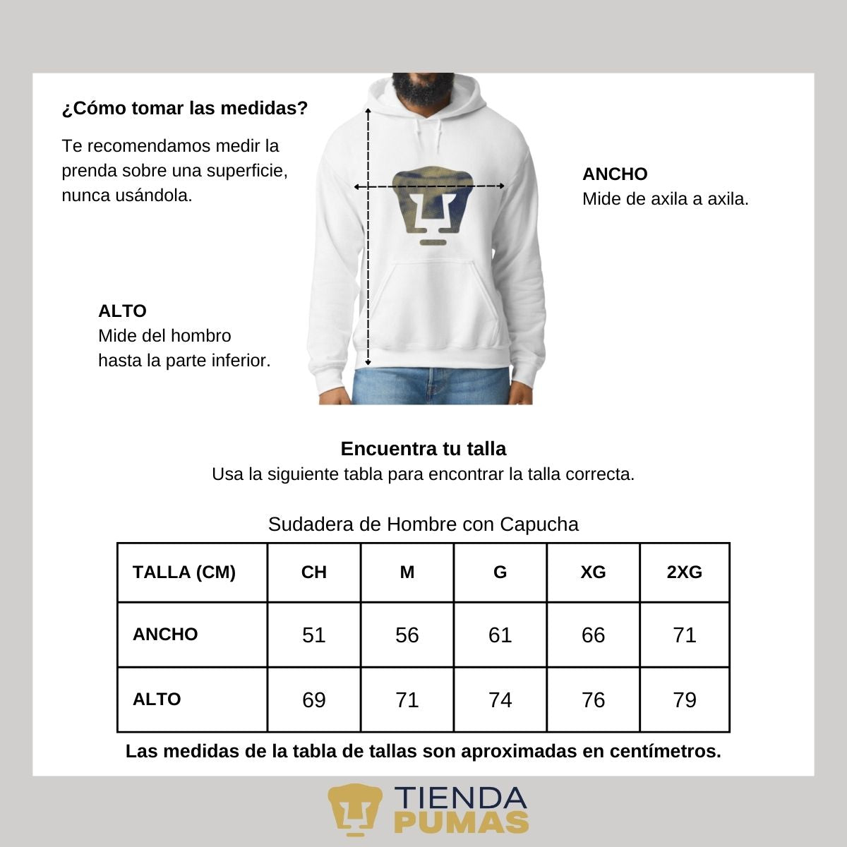 Sudadera Hombre Hoodie Pumas UNAM Logo