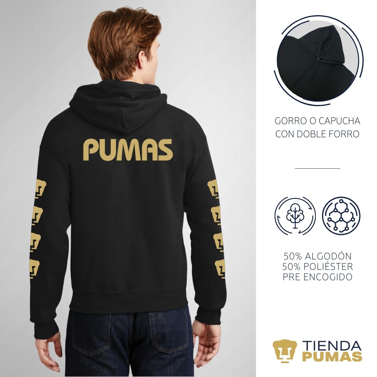 Sudadera Hombre Hoodie Pumas UNAM Logo Edición Limitada 1