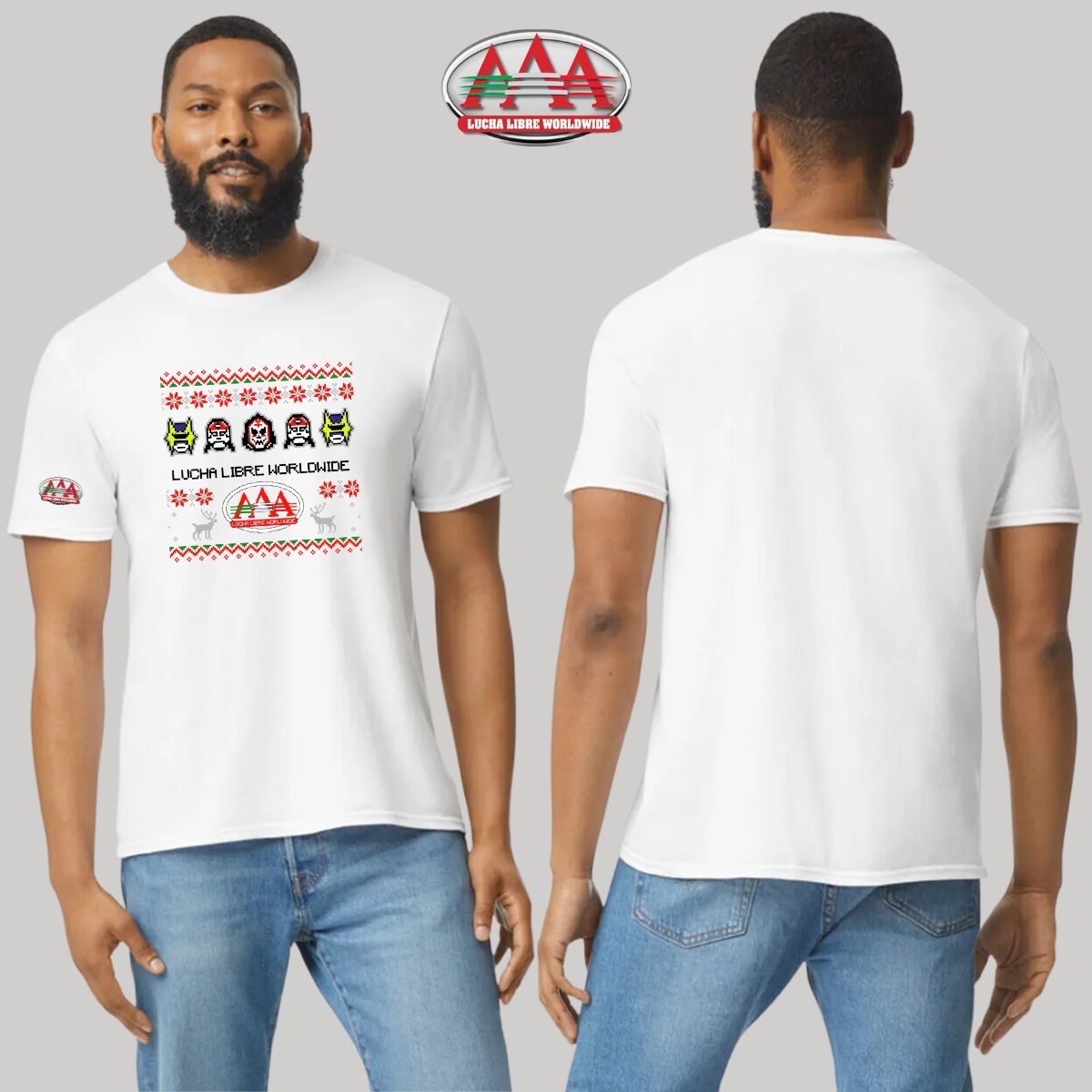 Playera Navideña Deportiva Hombre Lucha Libre AAA Luchadores