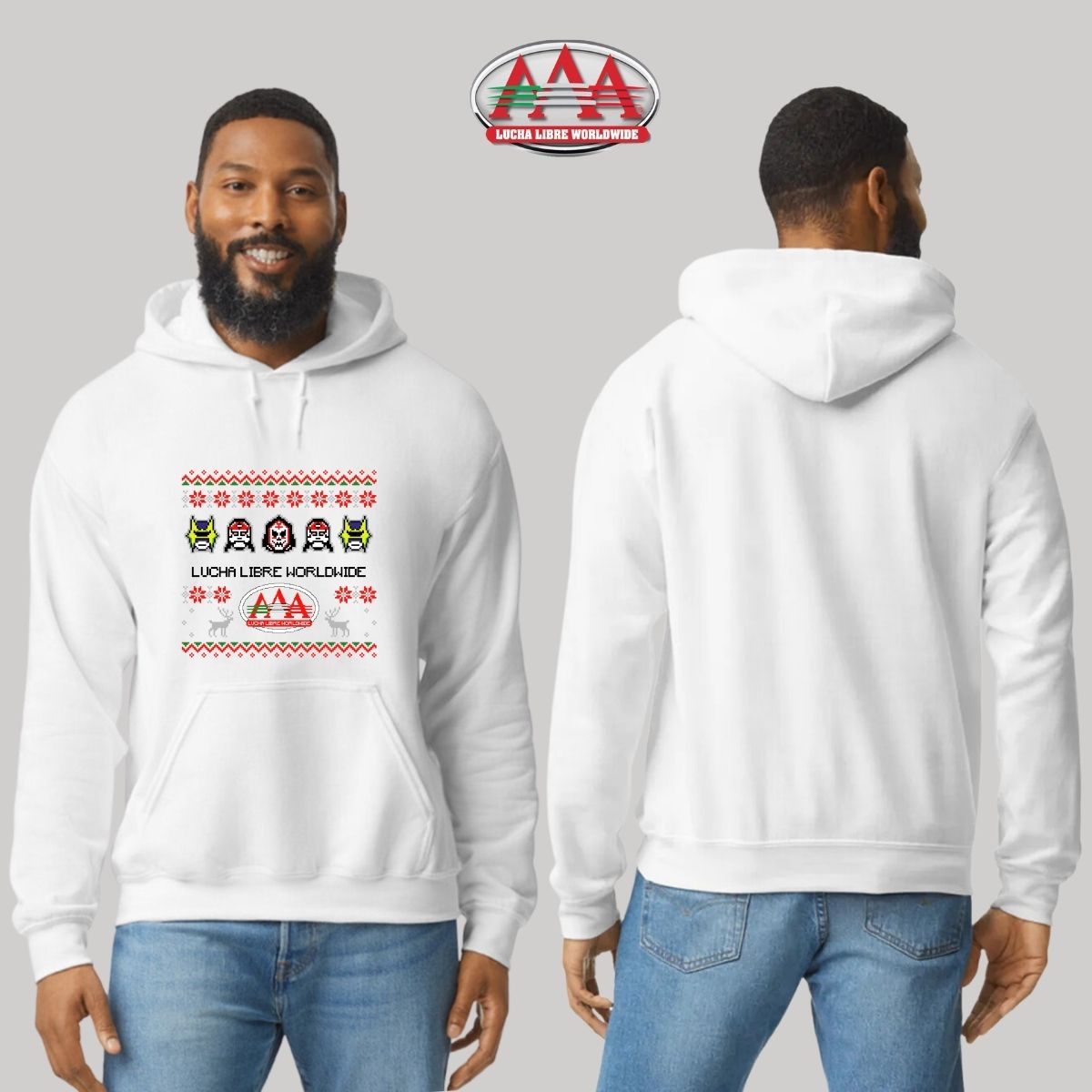 Sudadera Hombre Hoodie Lucha Libre AAA Luchadores Navideña