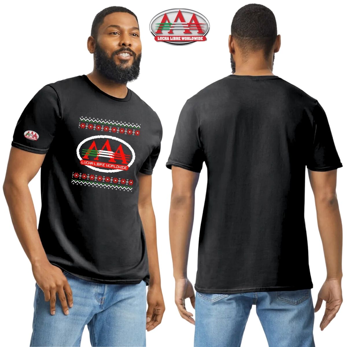 Playera Navideña Deportiva Hombre Lucha Libre AAA Logo