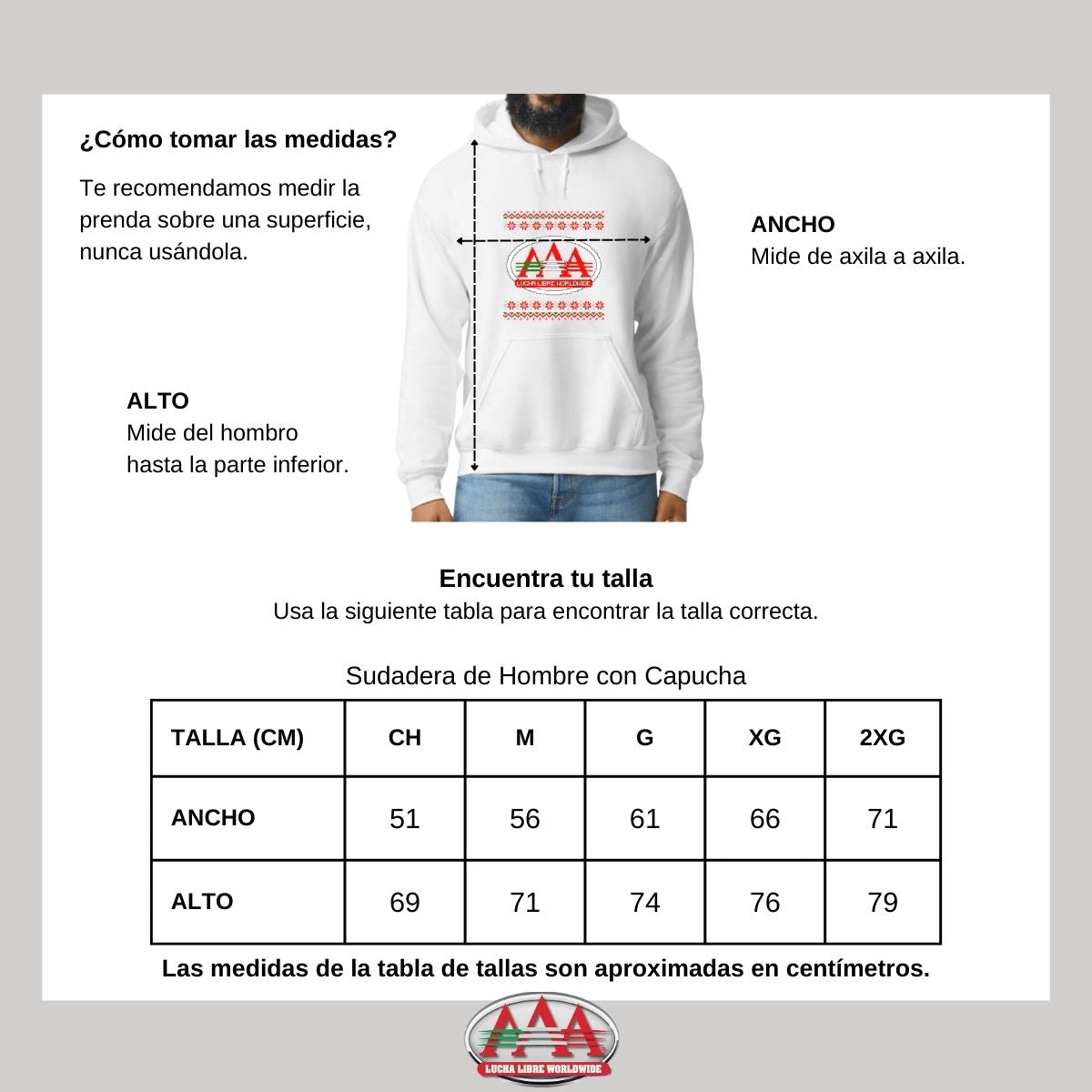 Sudadera Hombre Hoodie Lucha Libre AAA Logo Navideña