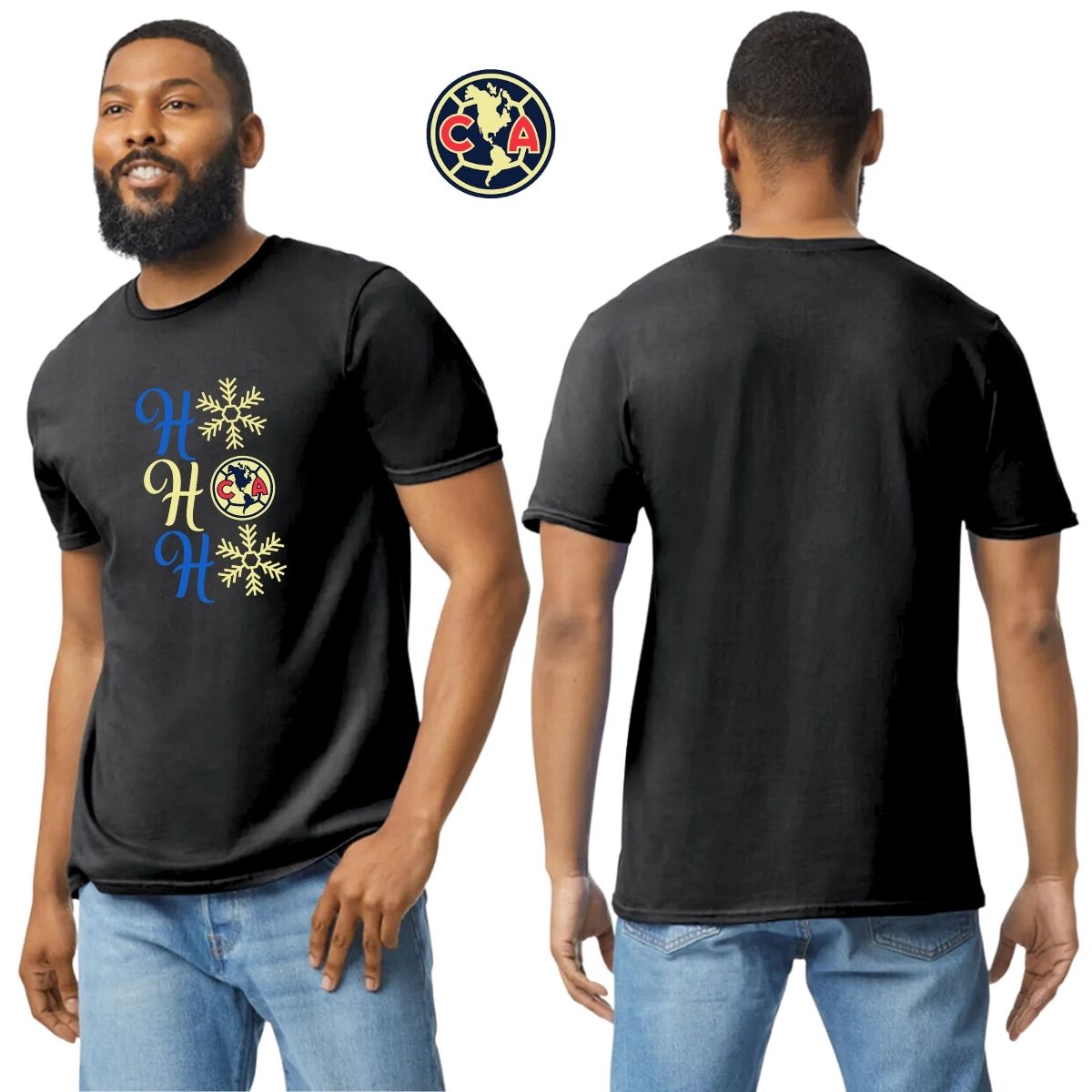 Playera Navideña Hombre América Ho Ho Ho