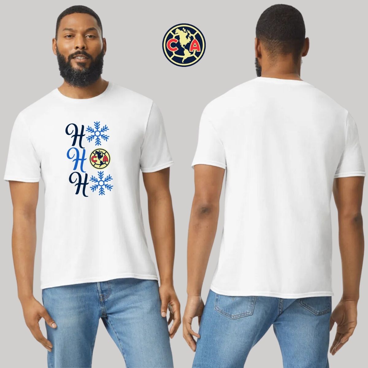 Playera Navideña Hombre América Ho Ho Ho