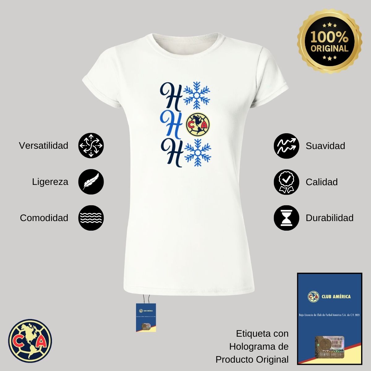 Playera Navideña Mujer América Ho Ho Ho