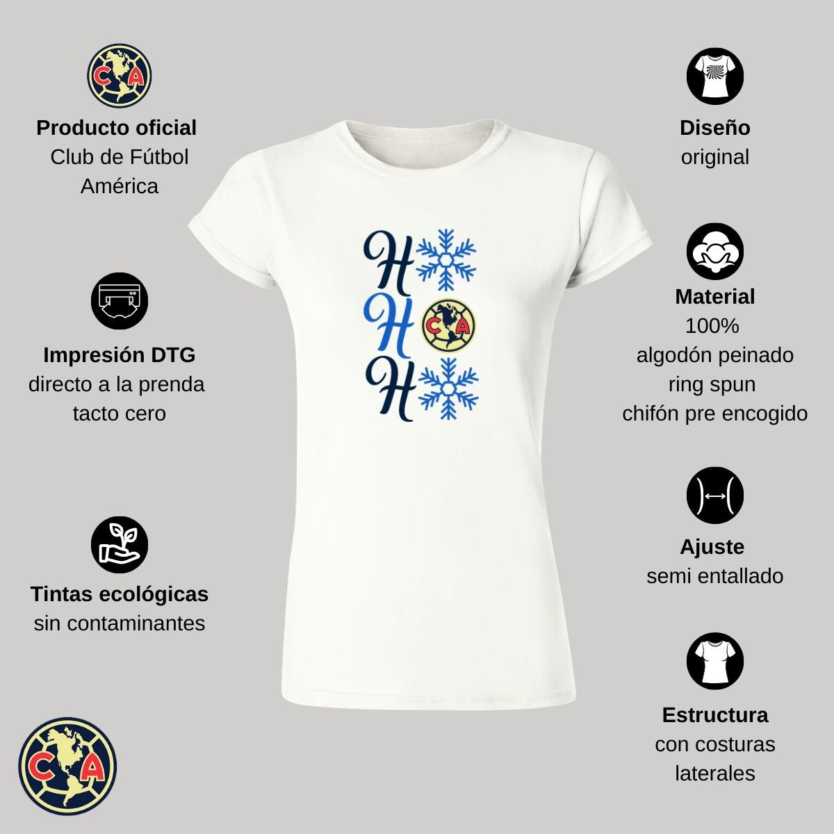 Playera Navideña Mujer América Ho Ho Ho