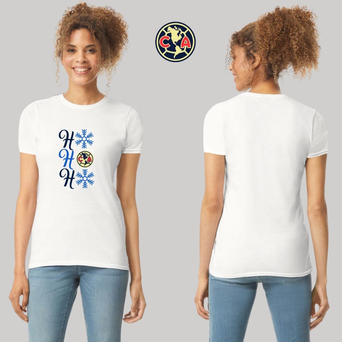 Playera Navideña Mujer América Ho Ho Ho