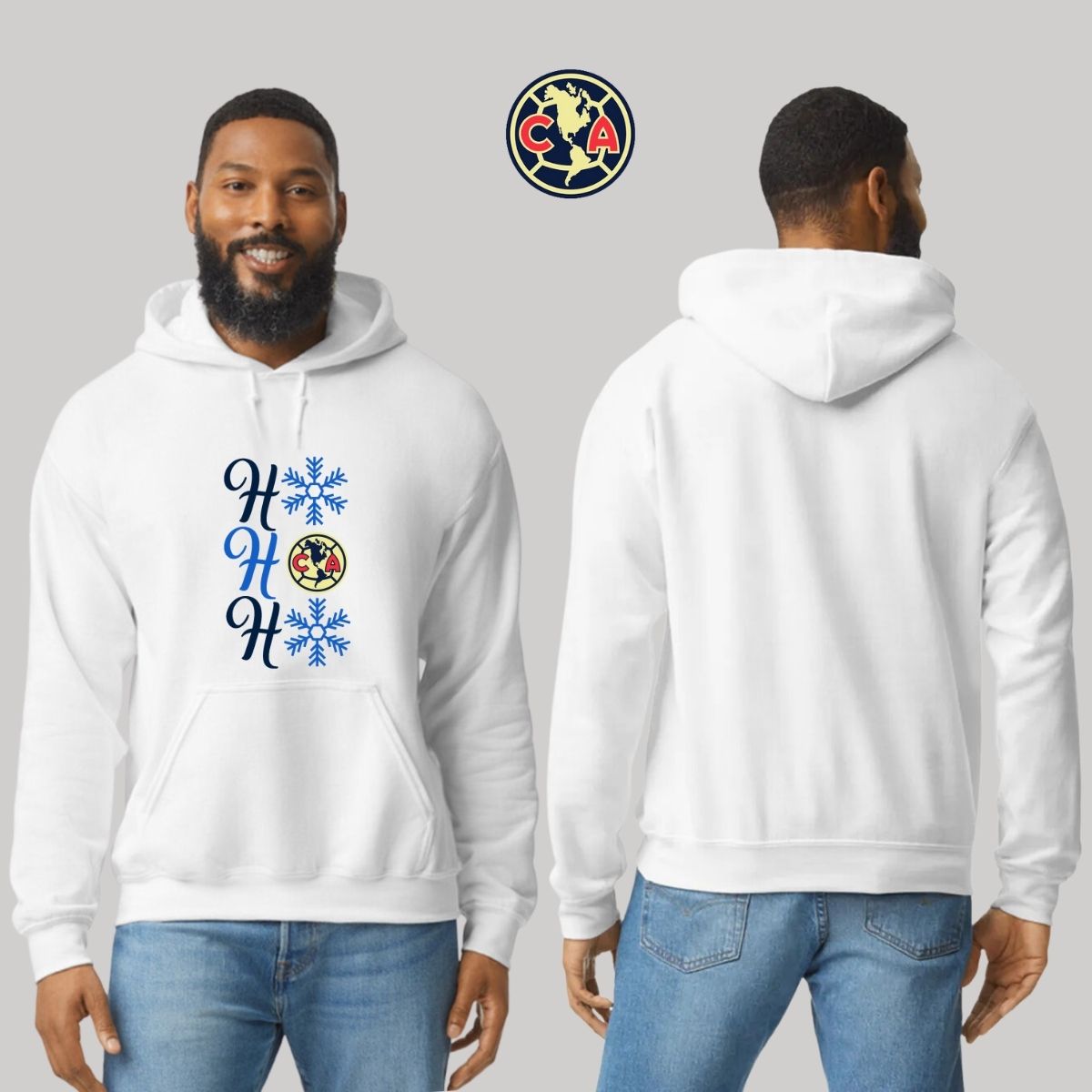 Sudadera Navideña Hombre Hoodie América Ho Ho Ho