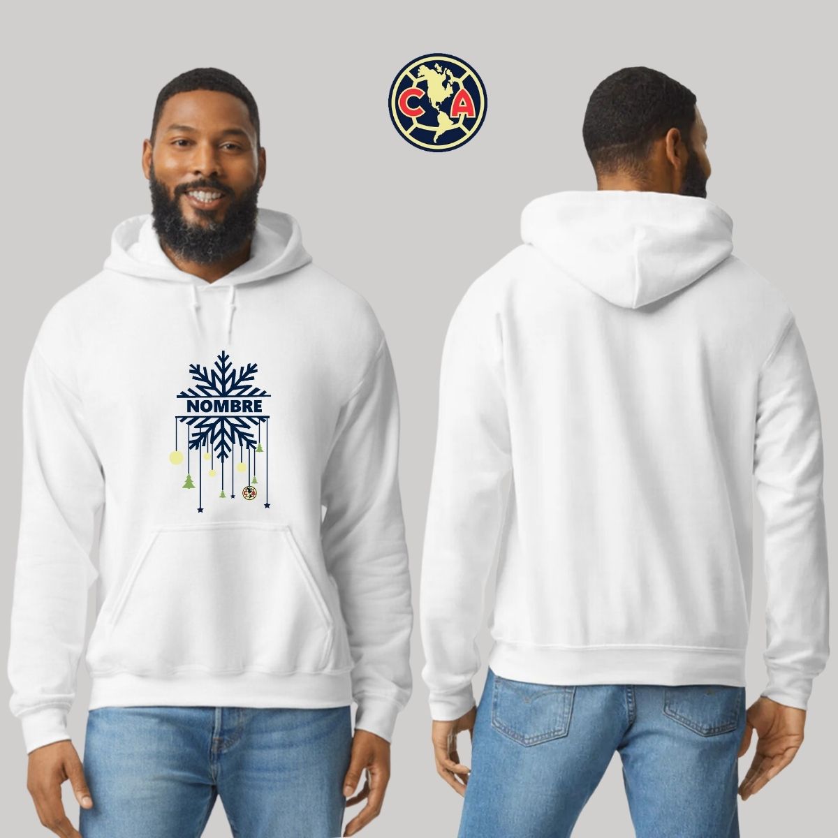 Sudadera Navideña Hombre Hoodie América Copo