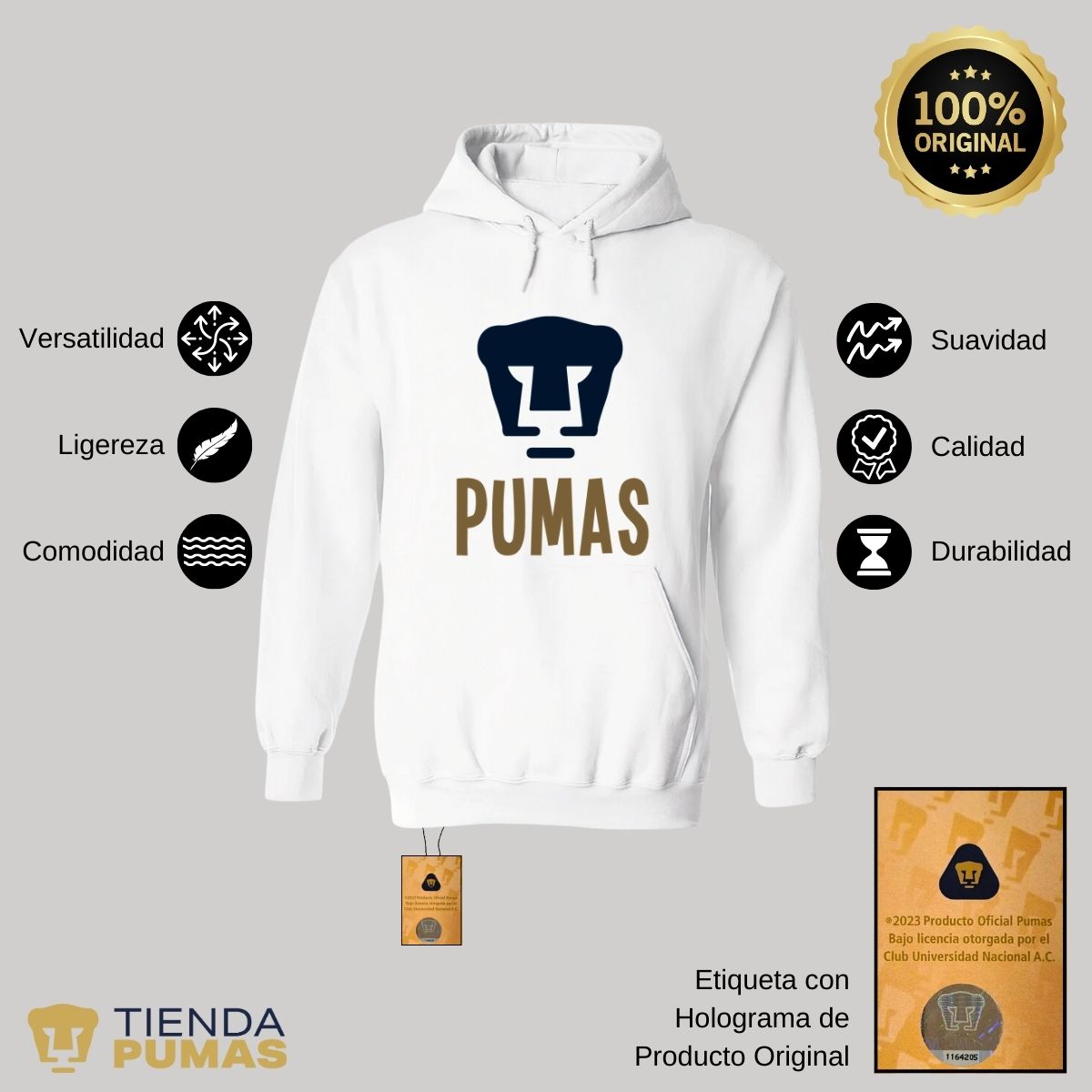 Sudadera Mujer Hoodie Pumas UNAM Logo Pumas