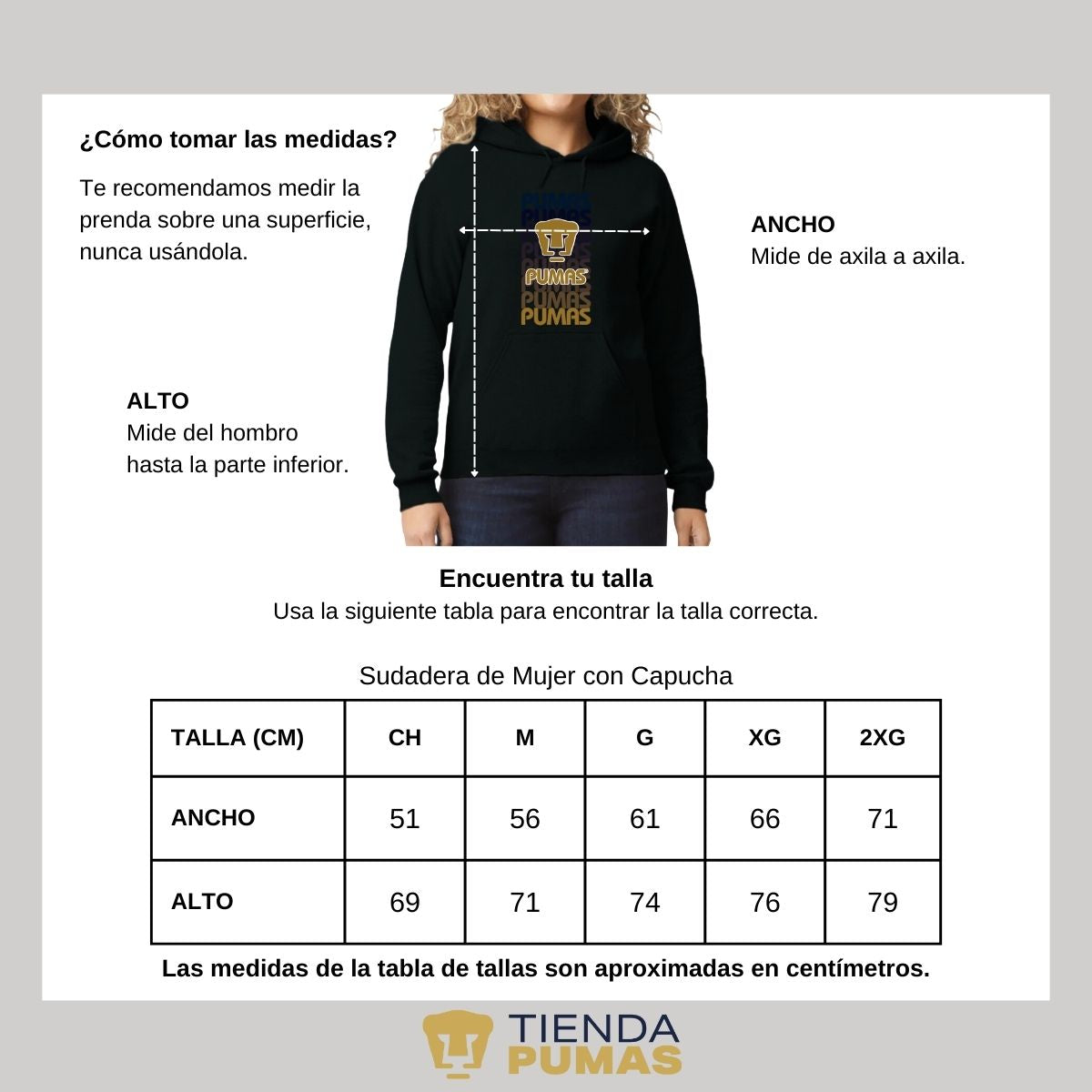 Sudadera Mujer Hoodie Pumas UNAM Degradado