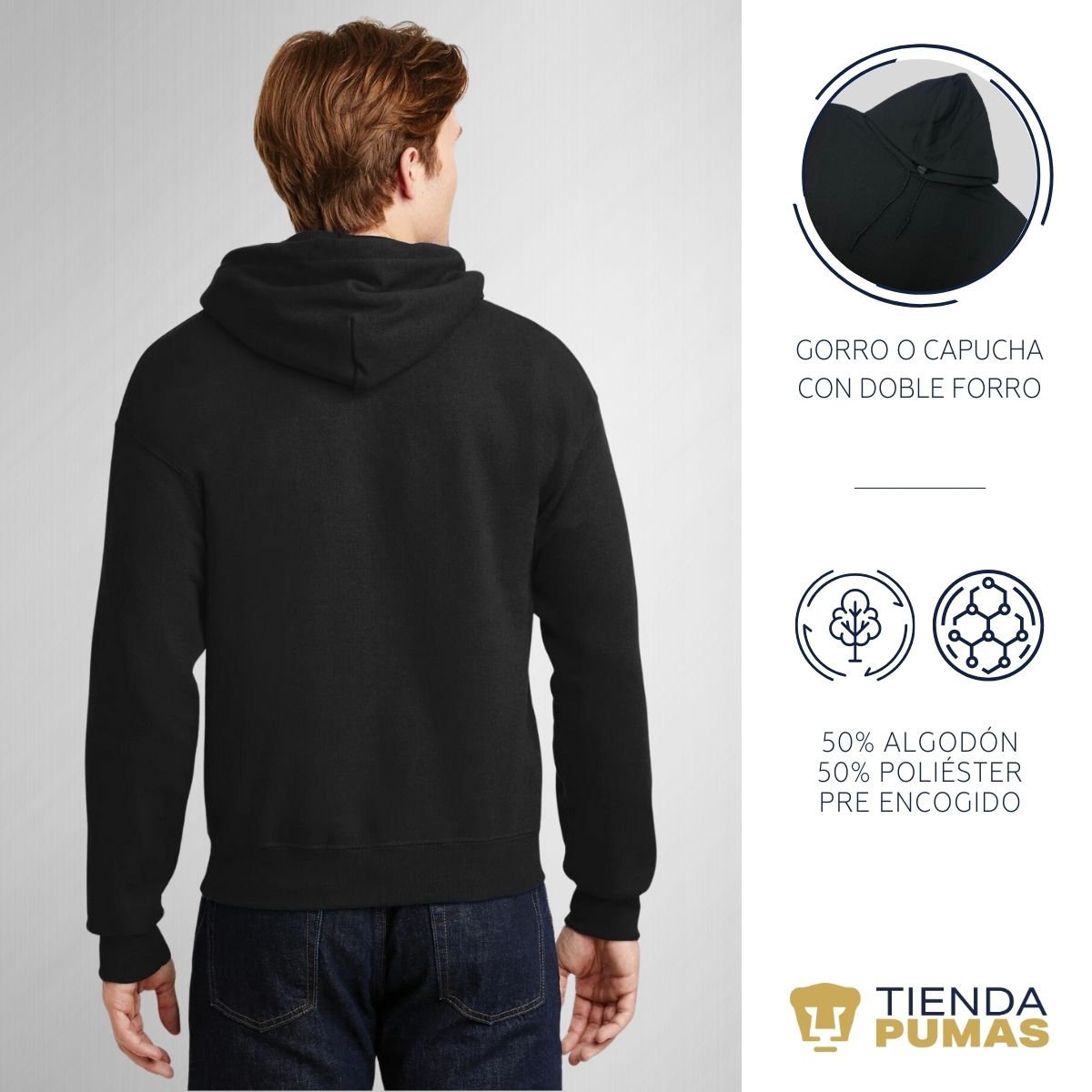 Sudadera Hombre Hoodie Pumas UNAM Hecho en C.U. DTG-Vinil