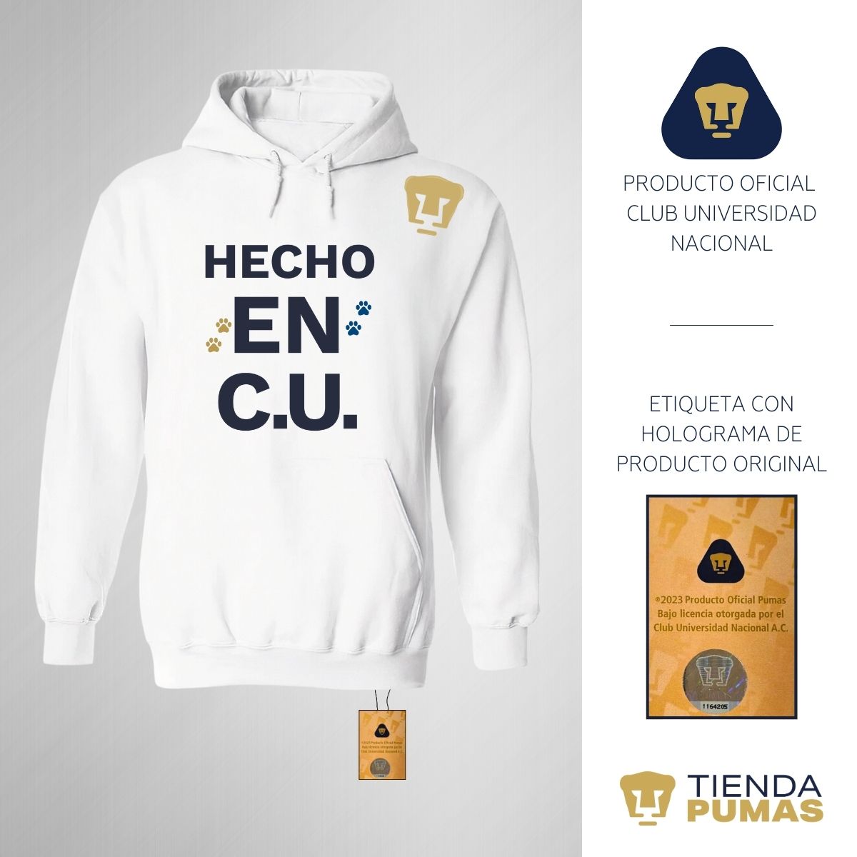 Sudadera Hombre Hoodie Pumas UNAM Hecho en C.U. DTG-Vinil