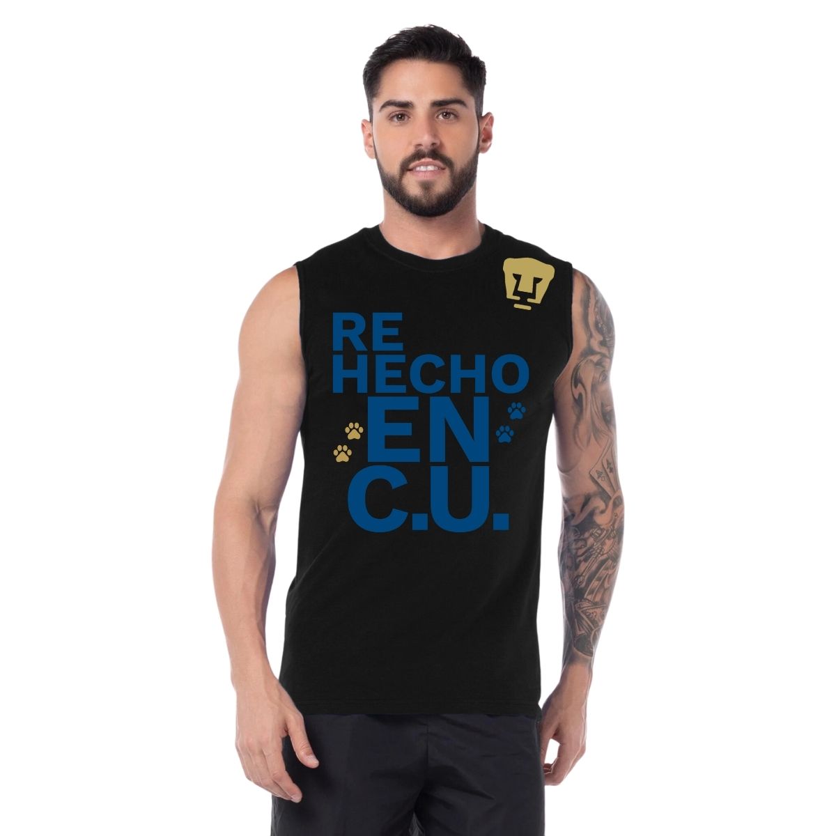 Playera Sin Manga Hombre Pumas UNAM Re Hecho en C.U. DTG-Vinil