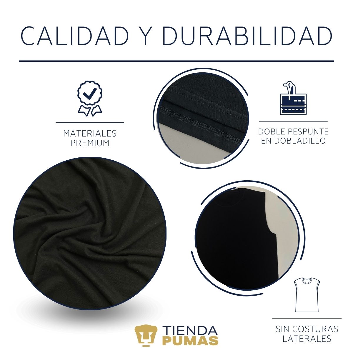 Playera Sin Manga Hombre Pumas UNAM Re Hecho en C.U. DTG-Vinil