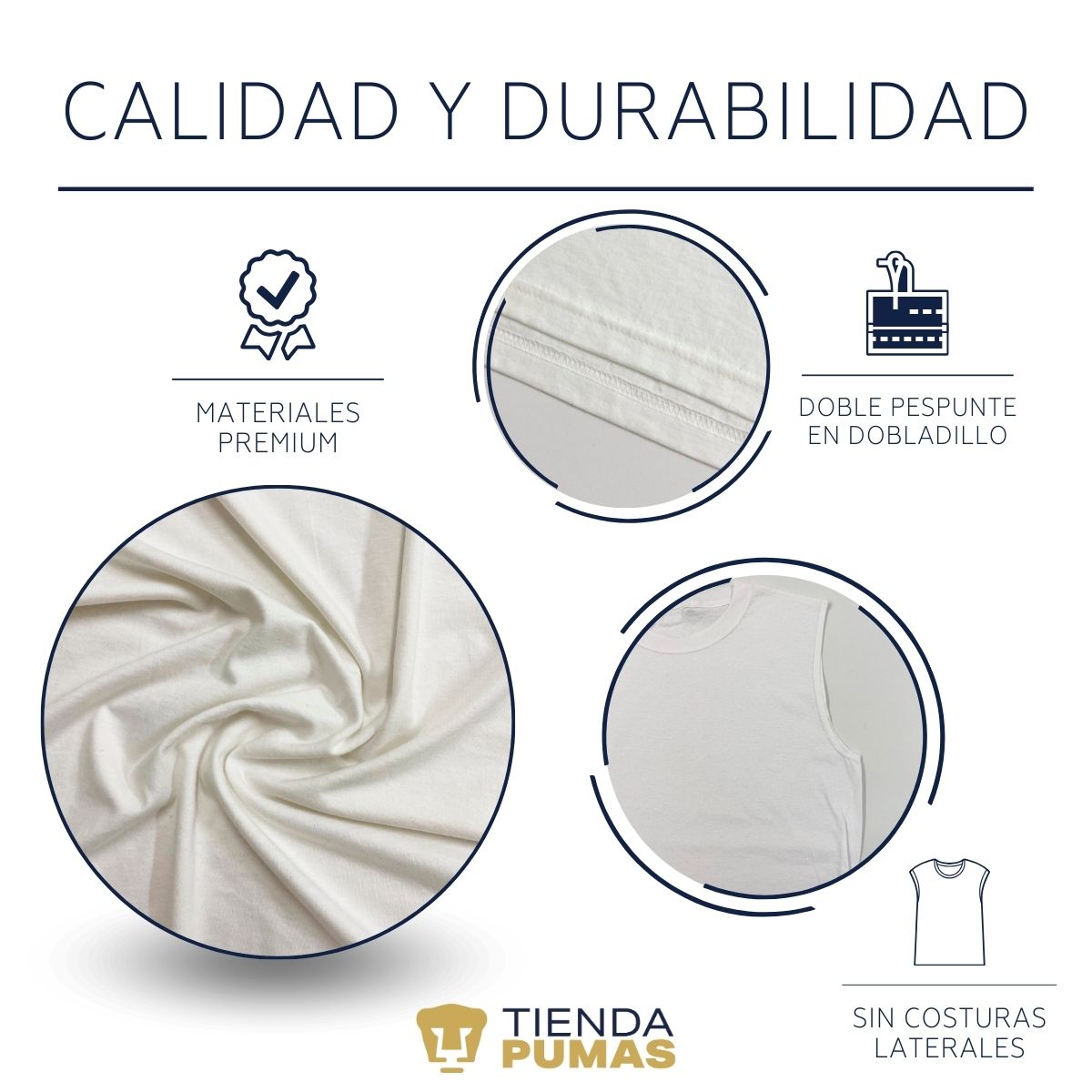 Playera Sin Manga Hombre Pumas UNAM Re Hecho en C.U. DTG-Vinil