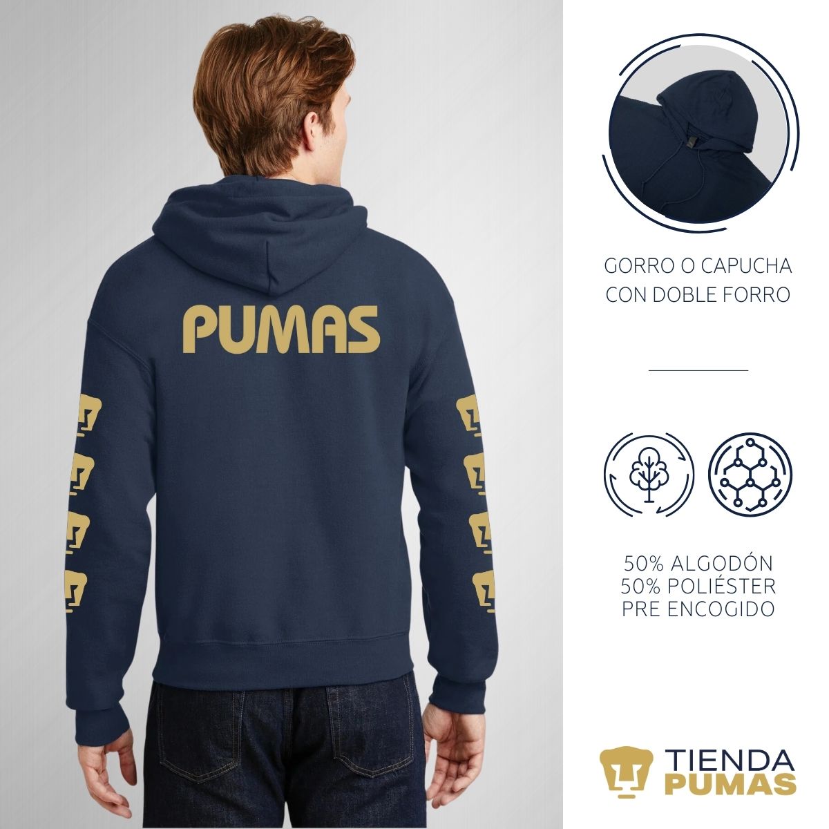 Sudadera Hombre Hoodie Pumas UNAM Logo Edición Limitada 1