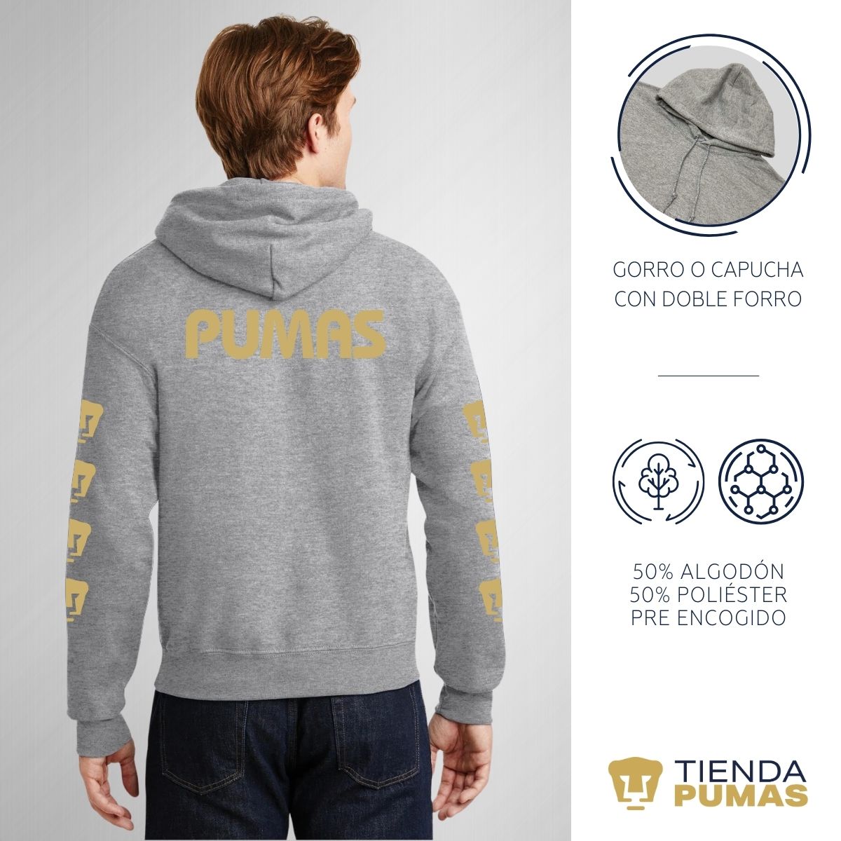 Sudadera Hombre Hoodie Pumas UNAM Logo Edición Limitada 1