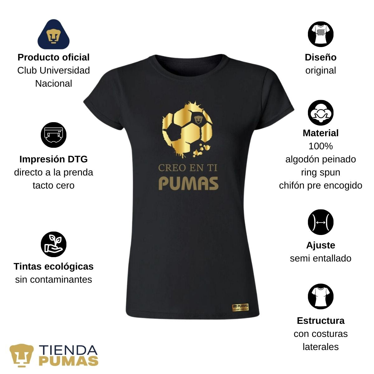 Playera Mujer Pumas UNAM Ed Limitada 2 Creo en ti