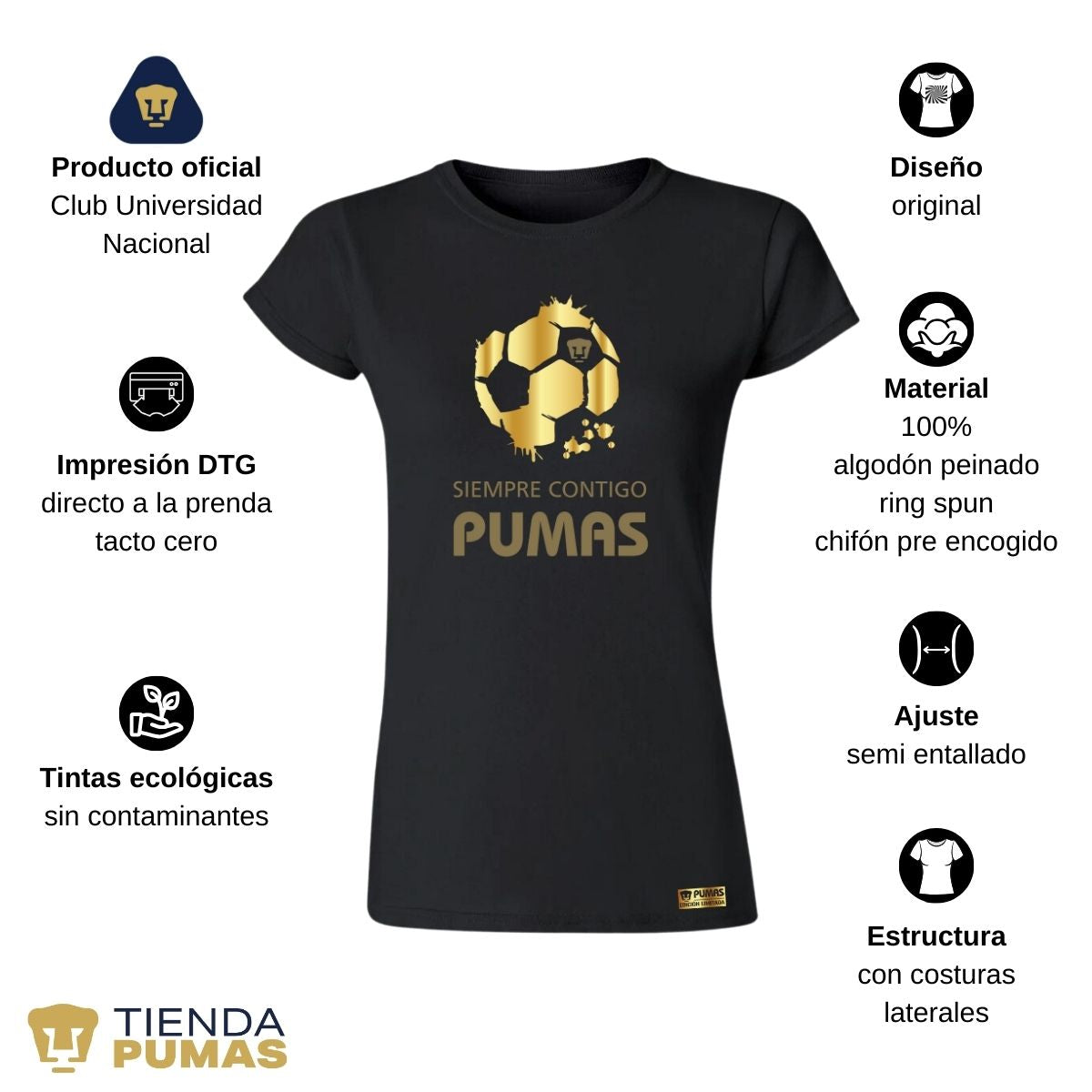 Playera Mujer Pumas UNAM Ed Limitada 2 Siempre contigo