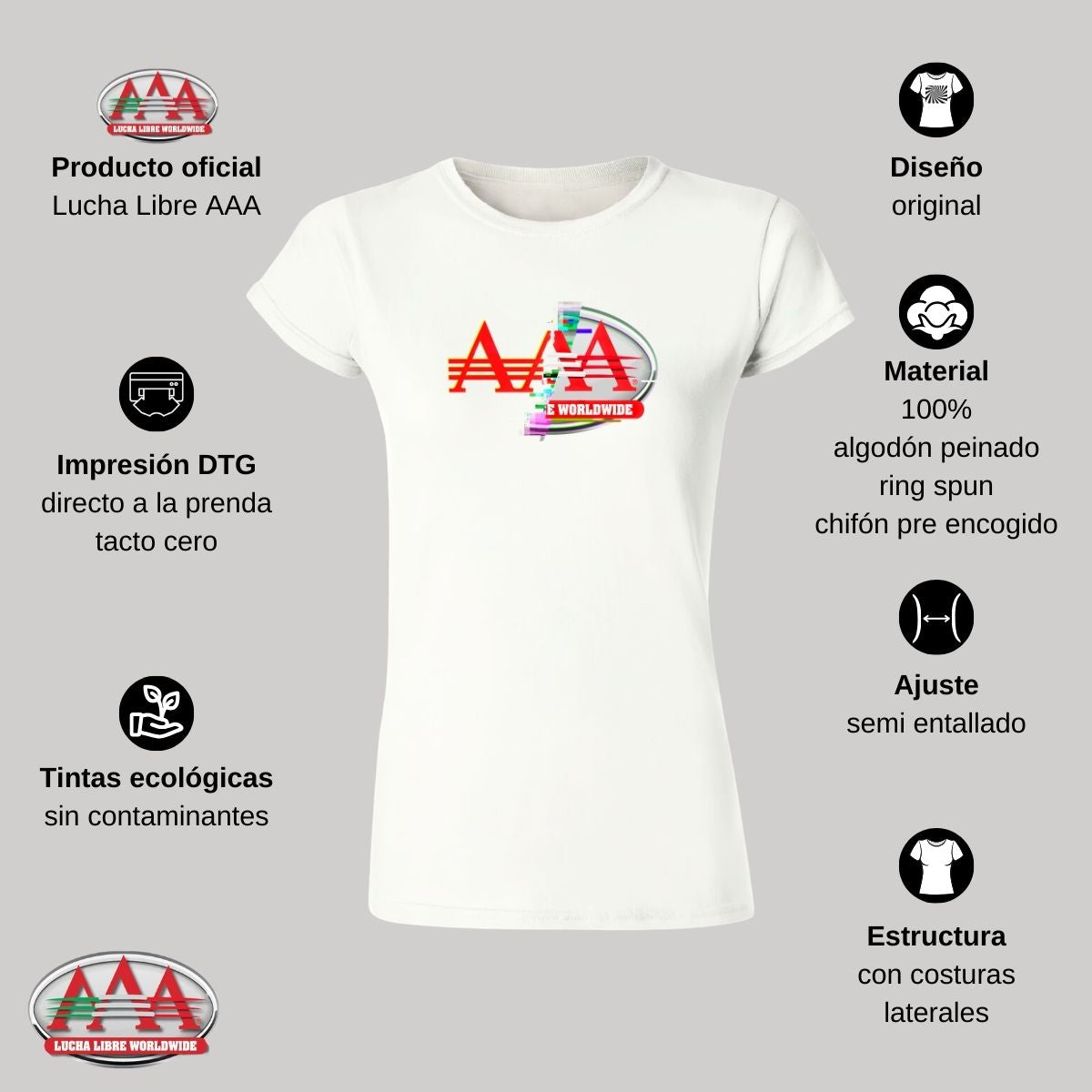 Playera Mujer Lucha Libre AAA Glitch Frente