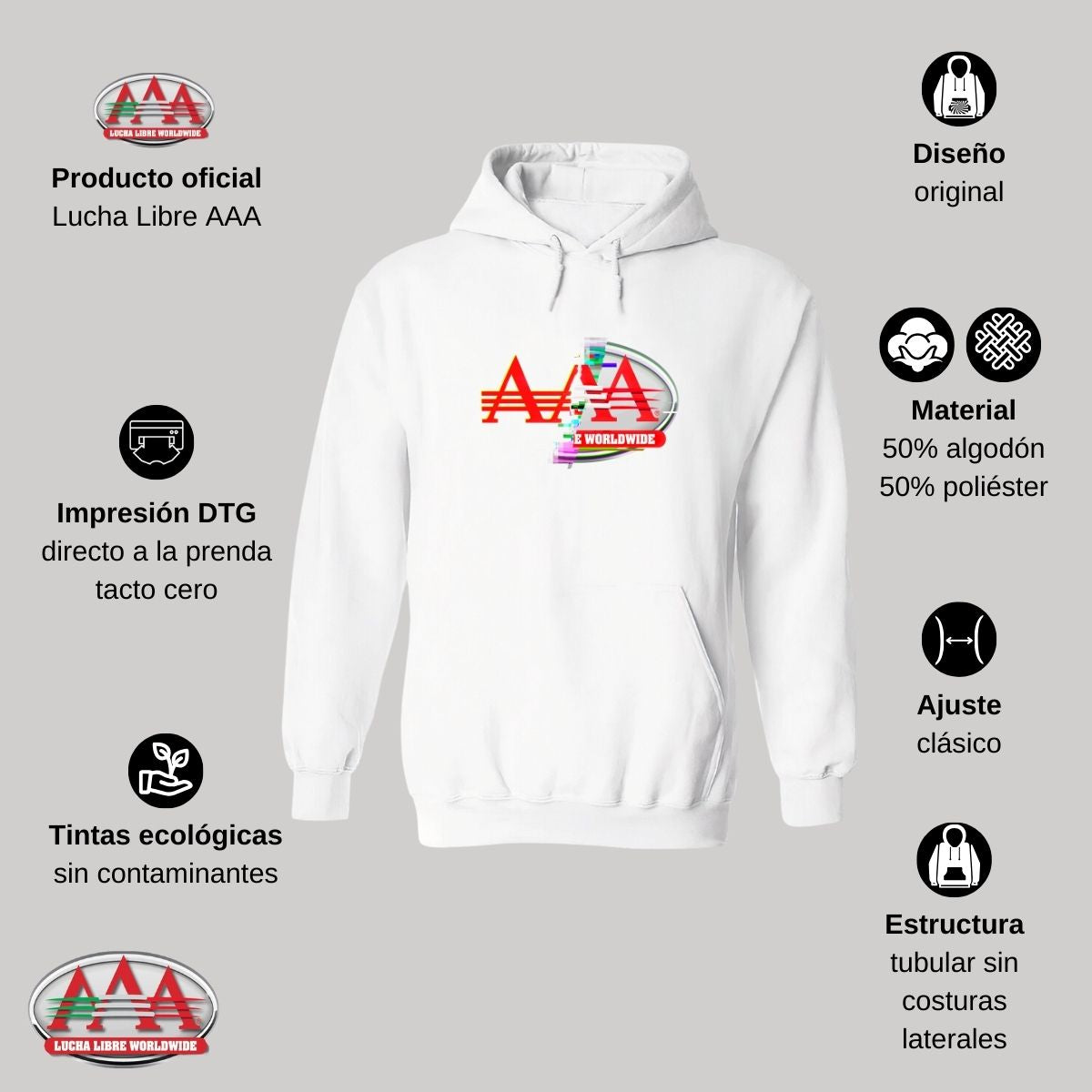 Sudadera para Mujer Hoodie Lucha Libre AAA Glitch Frente