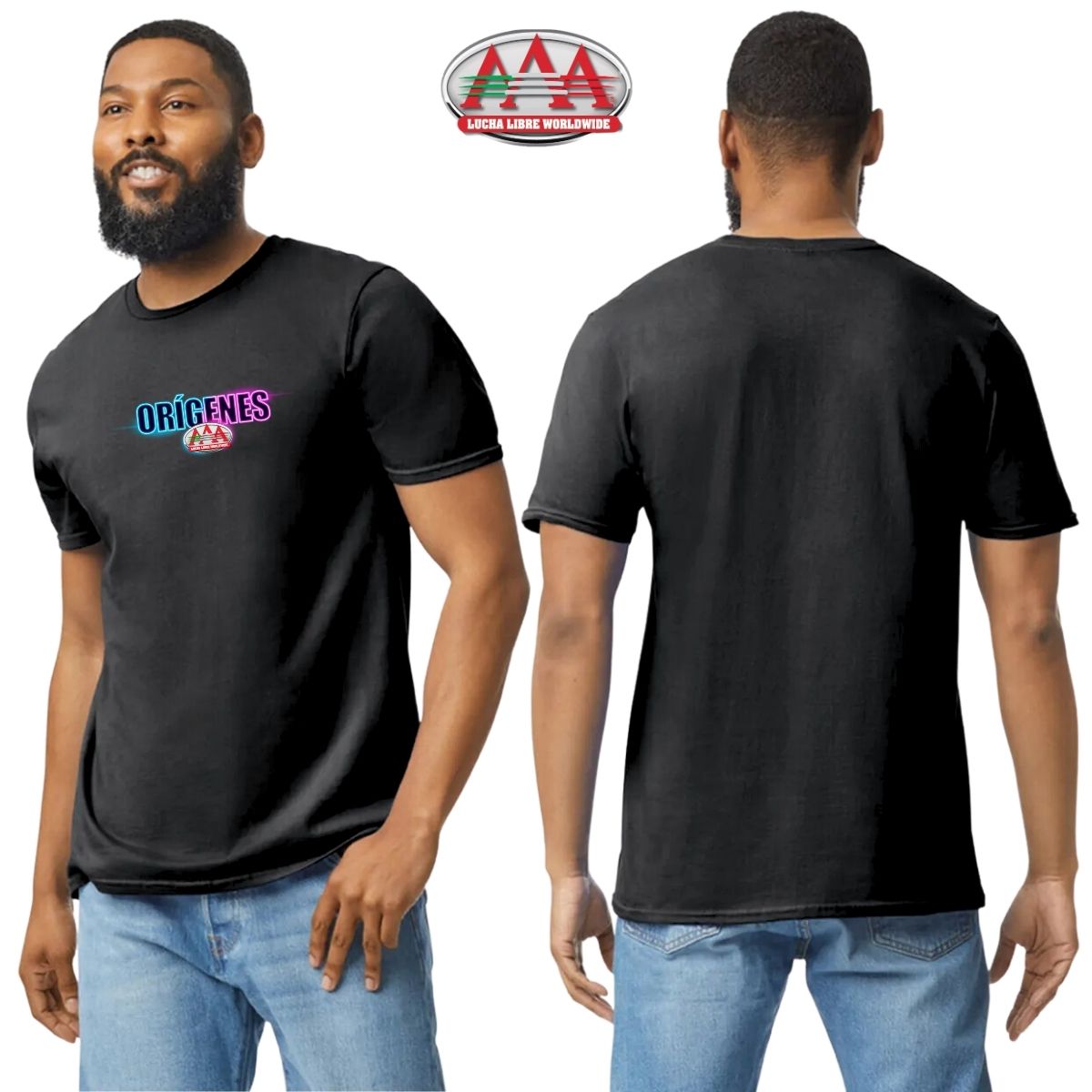 Playera Hombre Lucha Libre AAA Logo Orígenes Fte