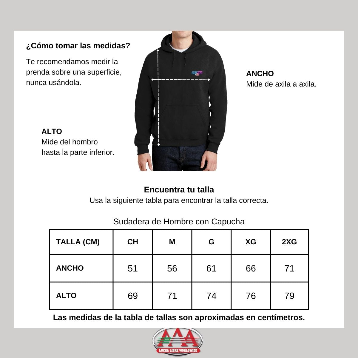 Sudadera Lucha Libre AAA Hombre Hoodie Logo Orígenes Esc