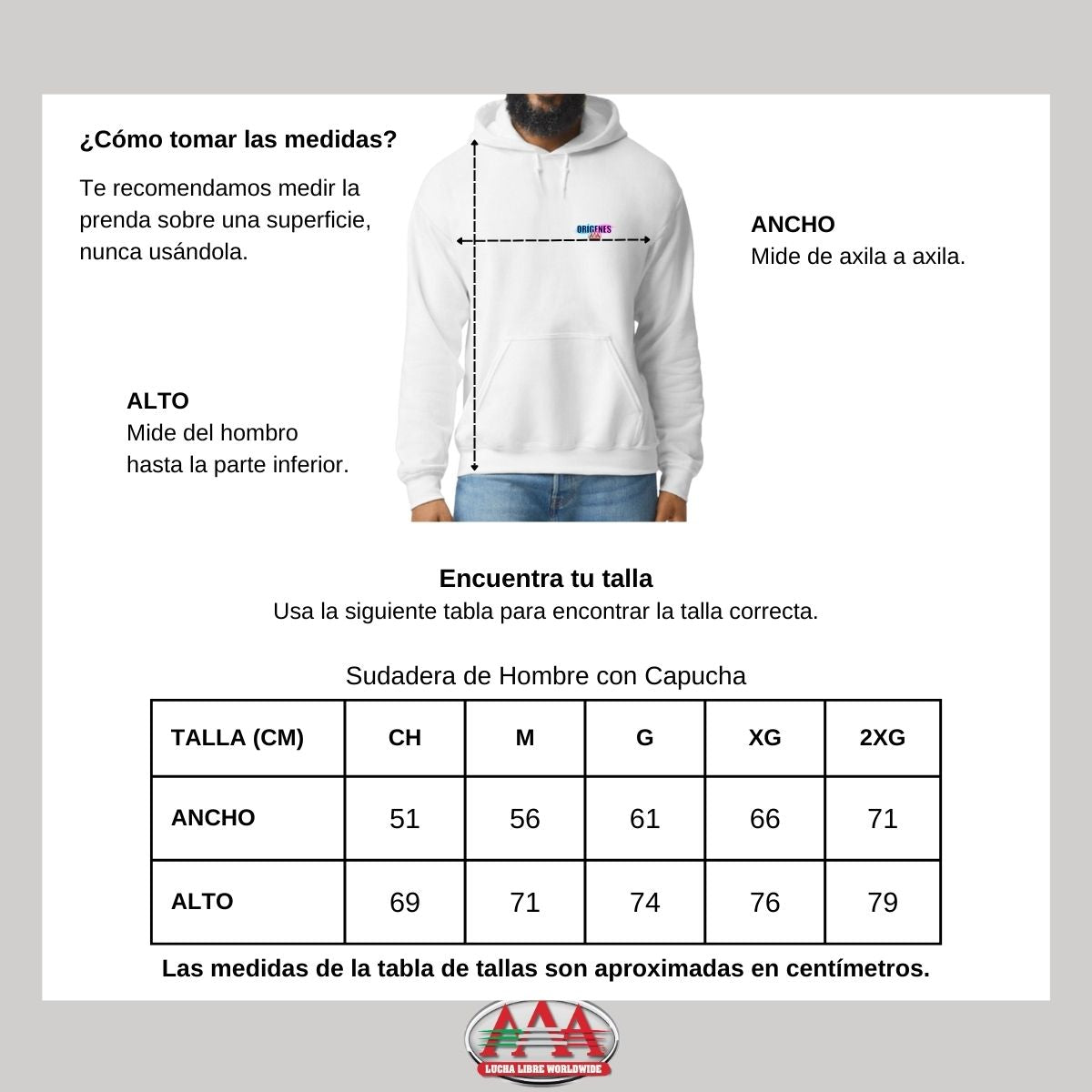 Sudadera Lucha Libre AAA Hombre Hoodie Logo Orígenes Esc