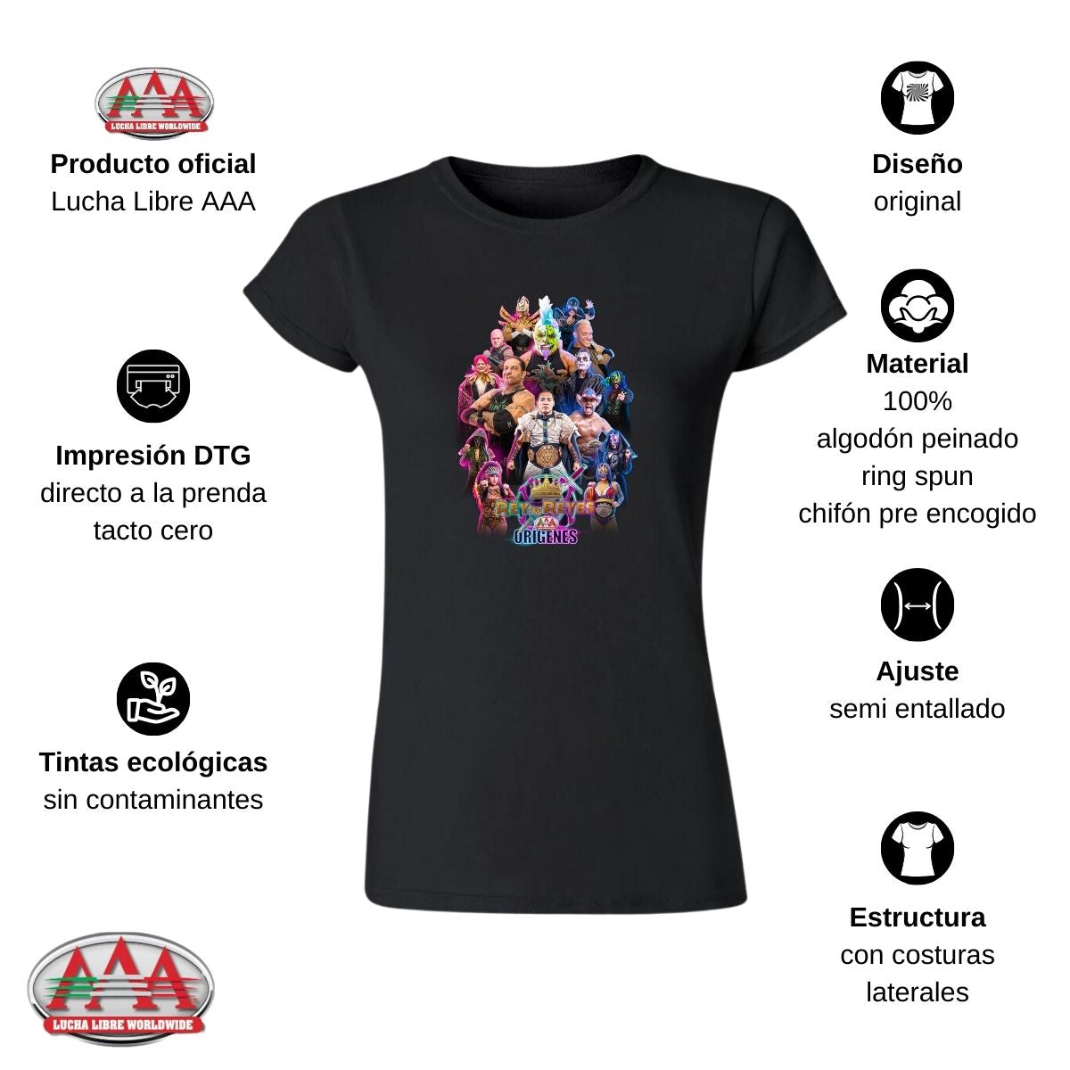 Playera Mujer Lucha Libre AAA Reyes 24